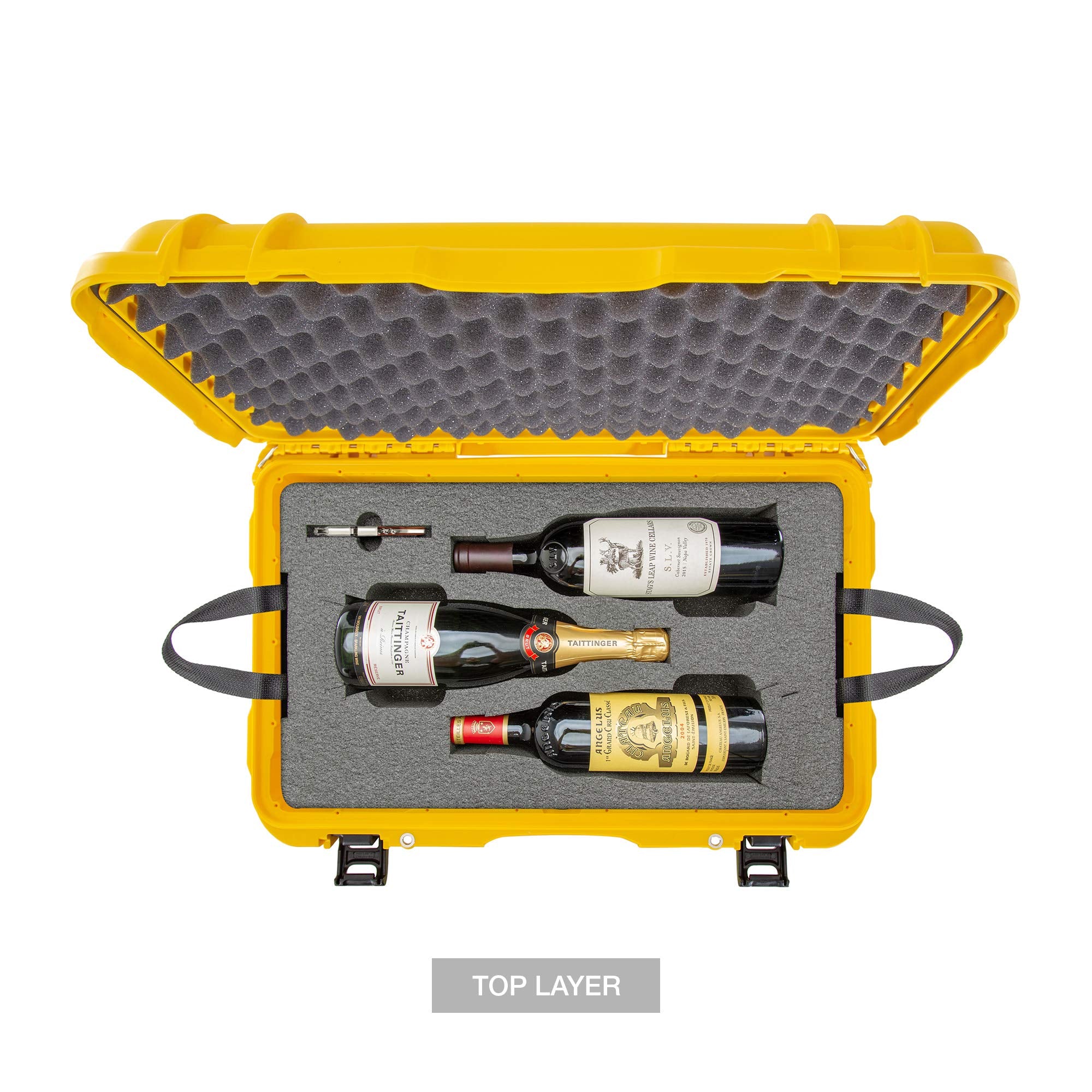 Protective Travel Case Nanuk 938 for 6 Bottles of Wine w/Wheels and Extendable Handle, TSA Approved - Yellow,938-6BTLS4