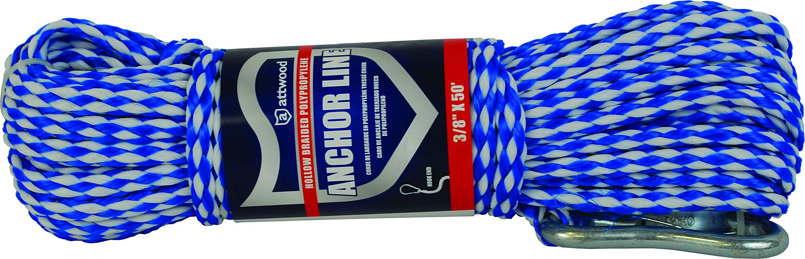 Polypropylene Attwood Hollow Braid Anchor Line (3/8-Inch x 50-Feet)