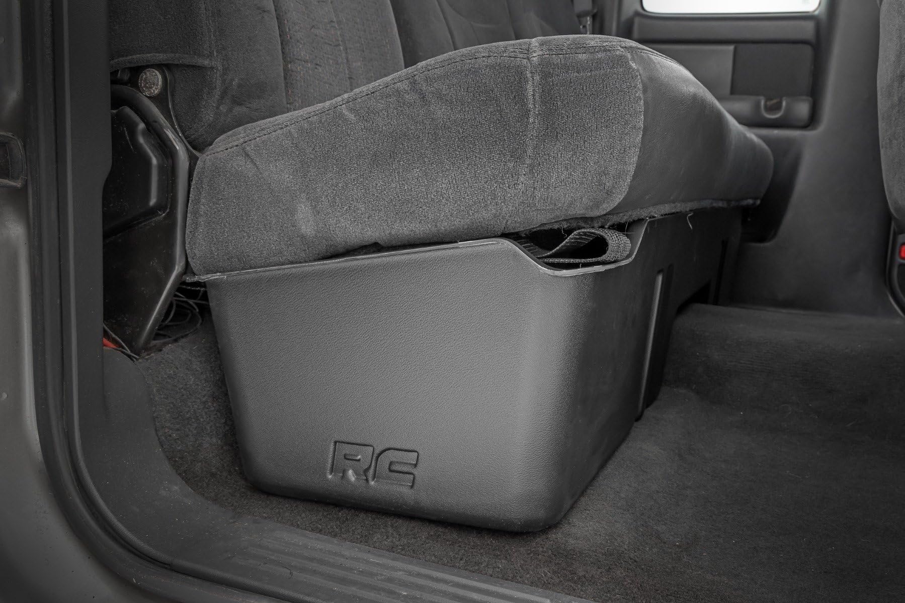 Rough Country Under Seat Storage for GMC Sierra & Chevy Silverado 1500/2500/3500 (1999-2006) Extended Cab - Durable, Anti-Skid Thermoplastic, Custom-Fit Underseat Truck Storage