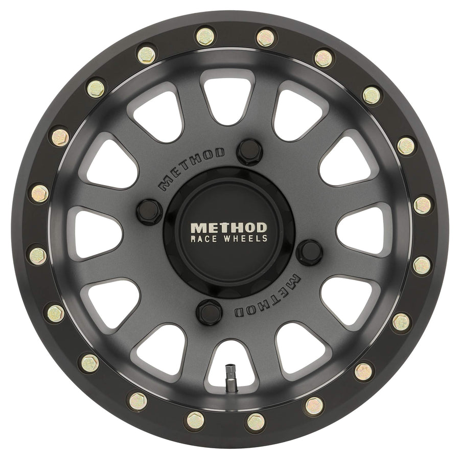 Method Race Wheels 401 Titanium UTV Beadlock With Matte Black Ring 15x7" 4x156", 13mm offset 4.3" Backspace, MR40157046843B