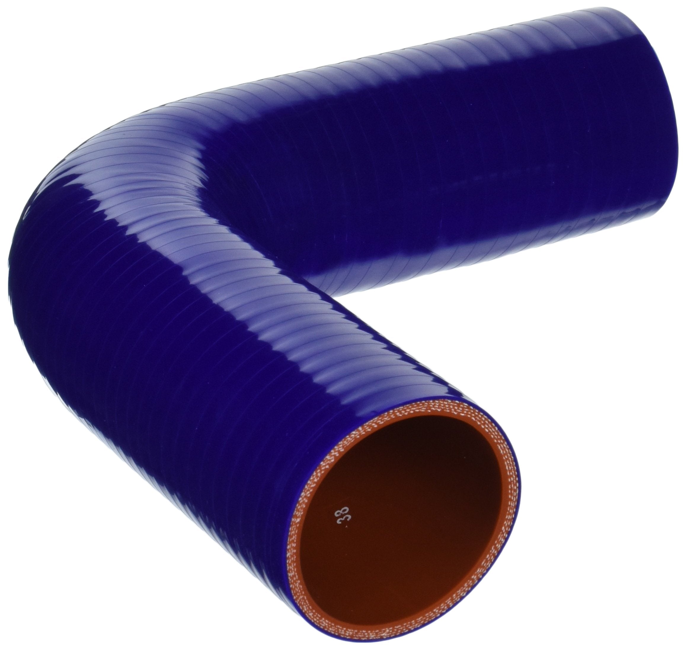 HPS Silicone High Temperature HTSEC90-225-BLUE 4-ply Reinforced 90 degree Elbow Coupler Hose, 55 PSI Maximum Pressure, 4" Leg Length on each side, 2-1/4" ID, Blue