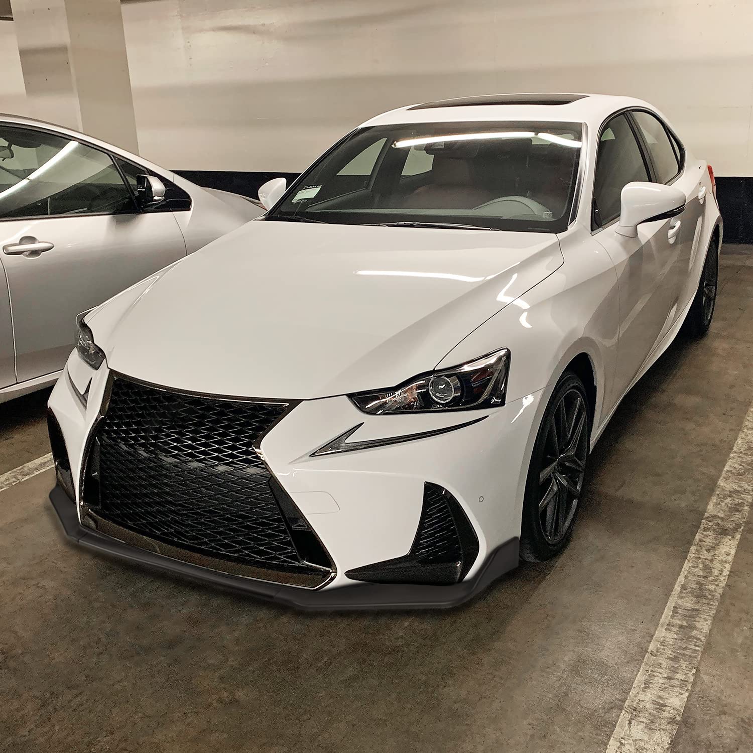 Matte Black Spec-D Tuning Front Bumper Lip Splitter Spoiler 3PC Compatible with 2017-2020 Lexus IS350 IS200T