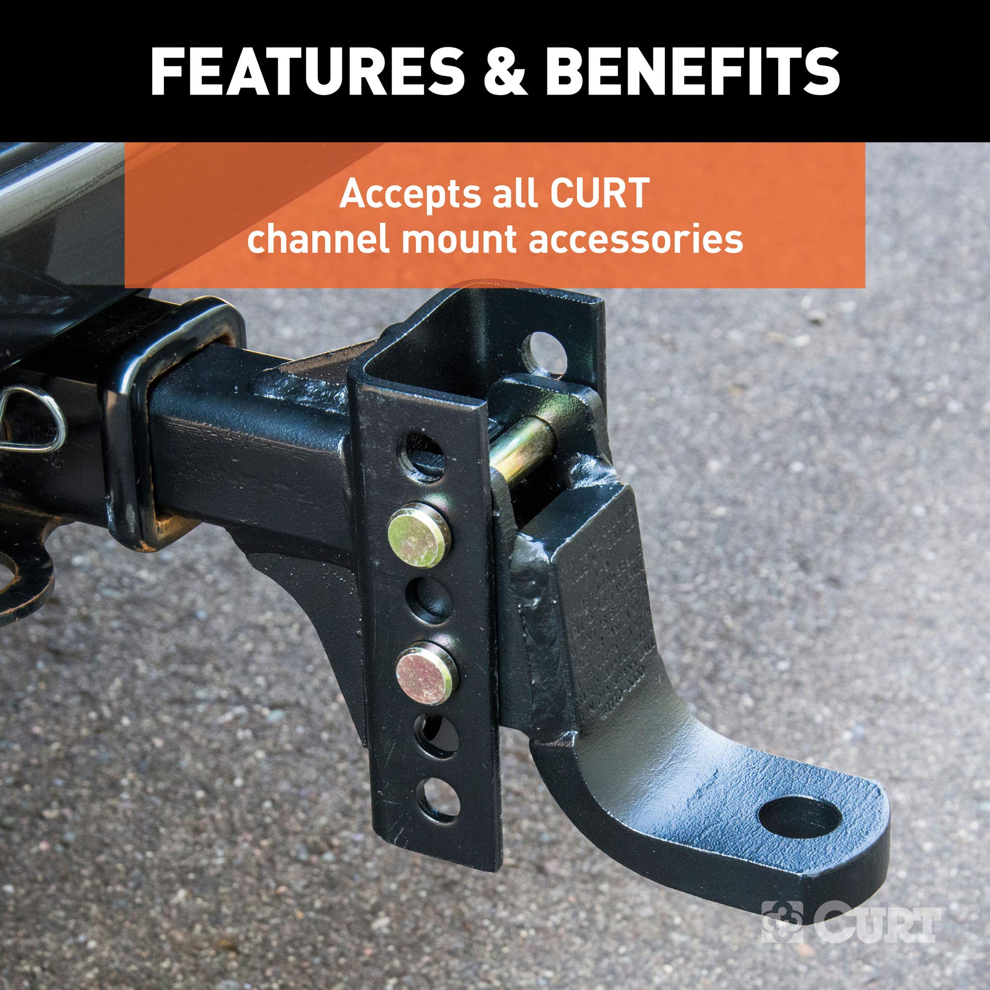 CURT Replacement Shank for Adjustable Trailer Hitch Ball Mount #45901, Fits 2-Inch Receiver, CARBIDE BLACK POWDER COAT