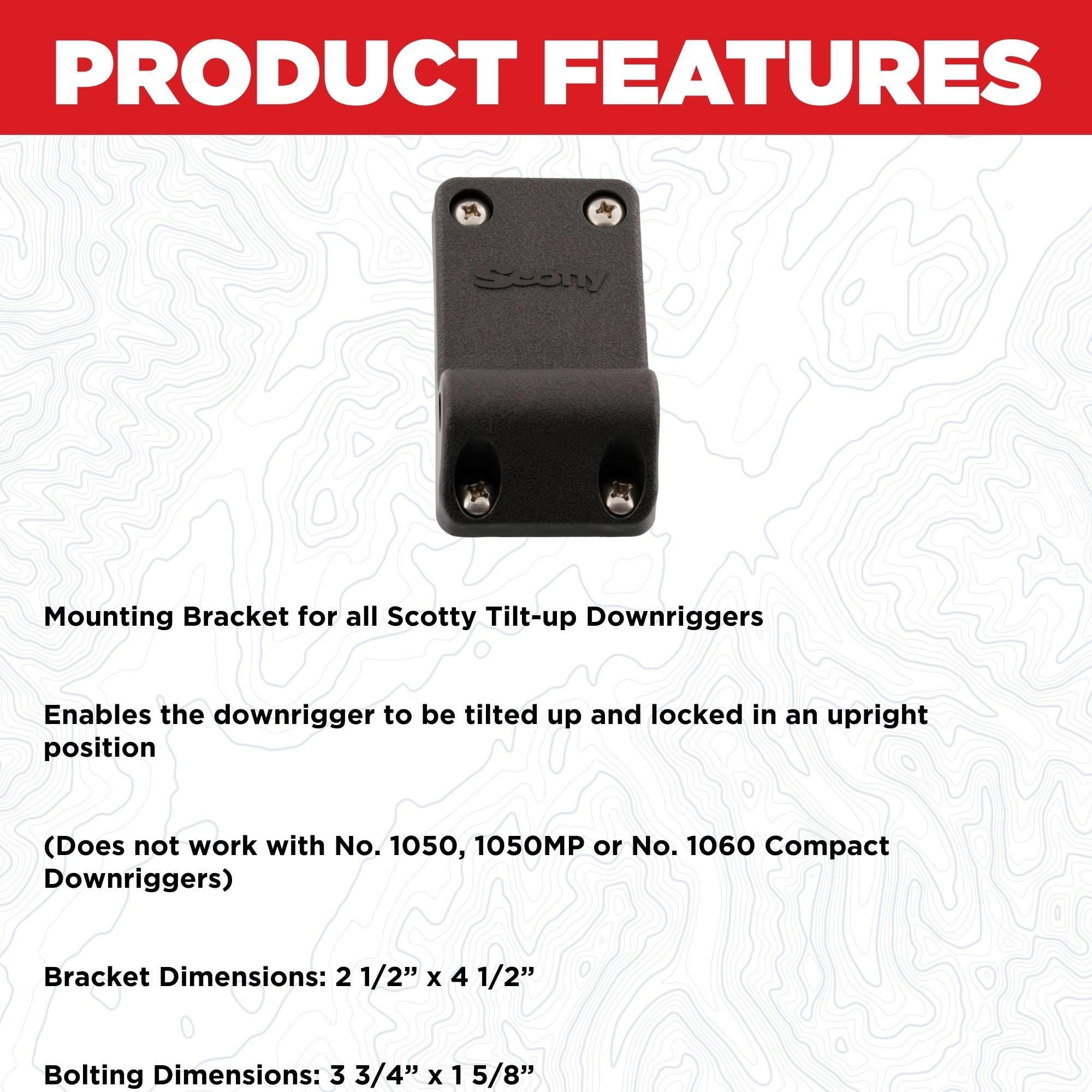 Scotty #1023 Bracket Mounting for Scotty Downrigger Models 1080 - 1116,BLACK, Small