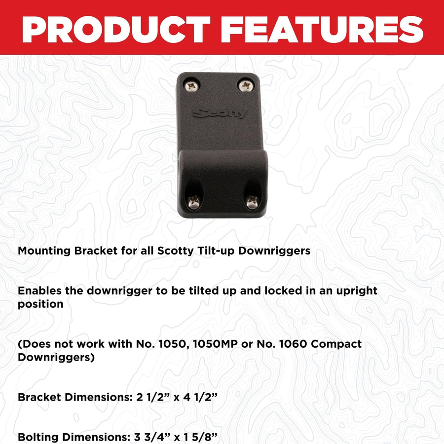 Scotty #1023 Bracket Mounting for Scotty Downrigger Models 1080 - 1116,BLACK, Small