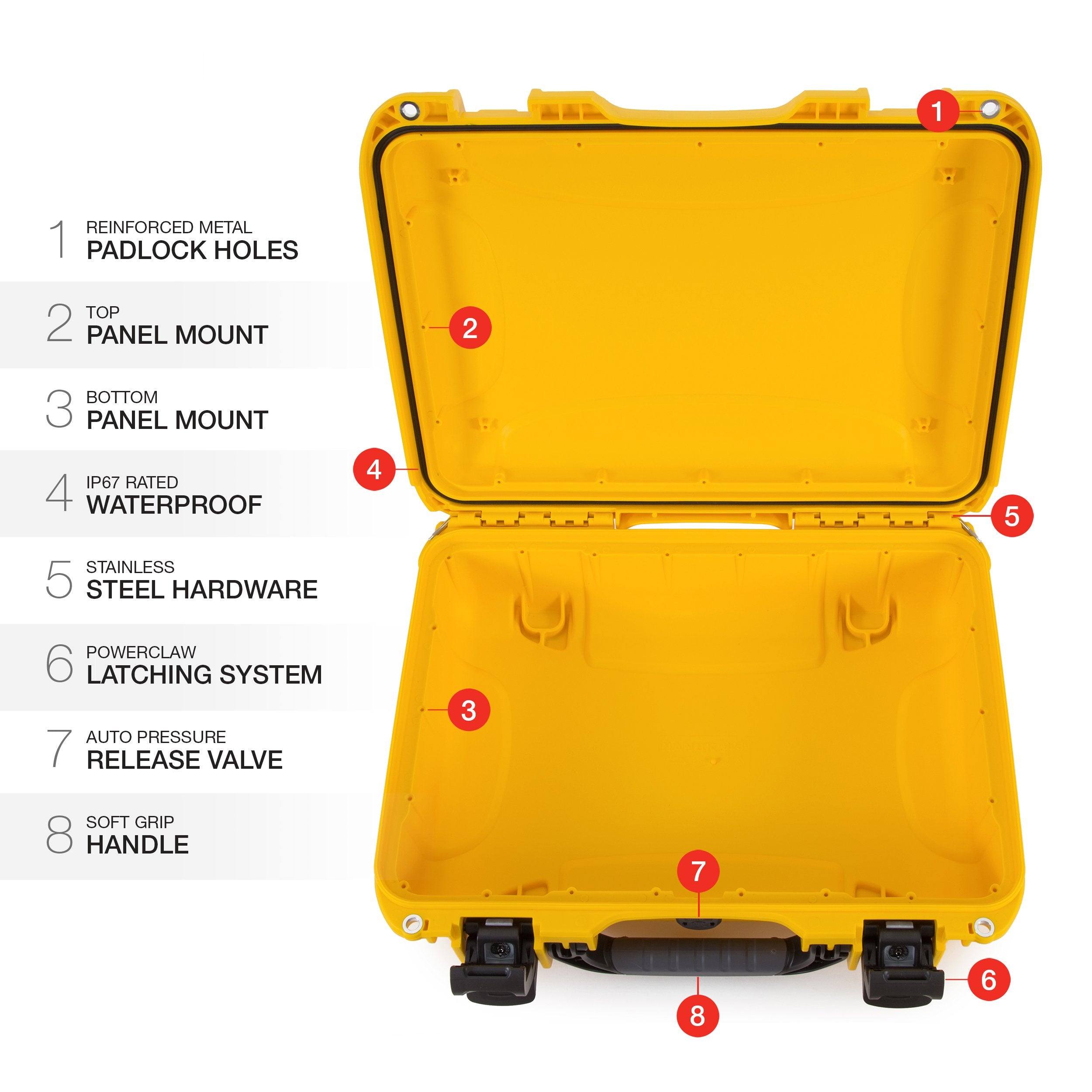 Waterproof Nanuk 923 Hard Case Empty with Incorporated TSA Approved Travel Lock Latches - Yellow