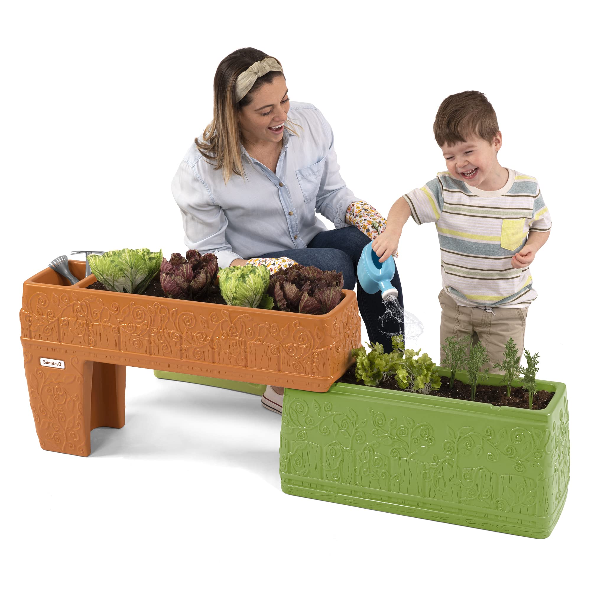 Simplay3 Two-Level Seed to Sprout Slide and Store Planter, Multi-Level Tiered Planter for Outdoor Gardening, Made in USA