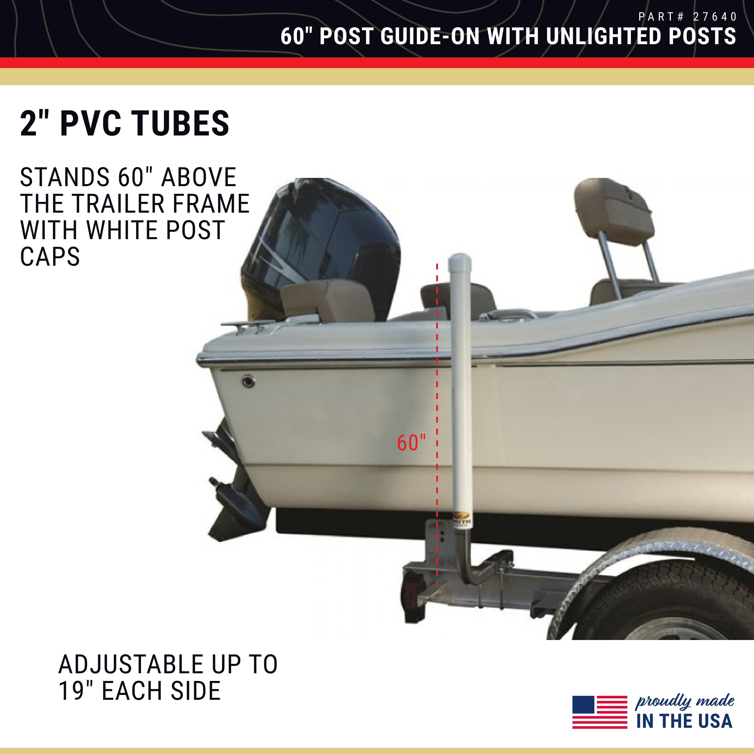 27640 CE Smith Guide-ON Post - Durable Boat Trailer Accessory - 60"
