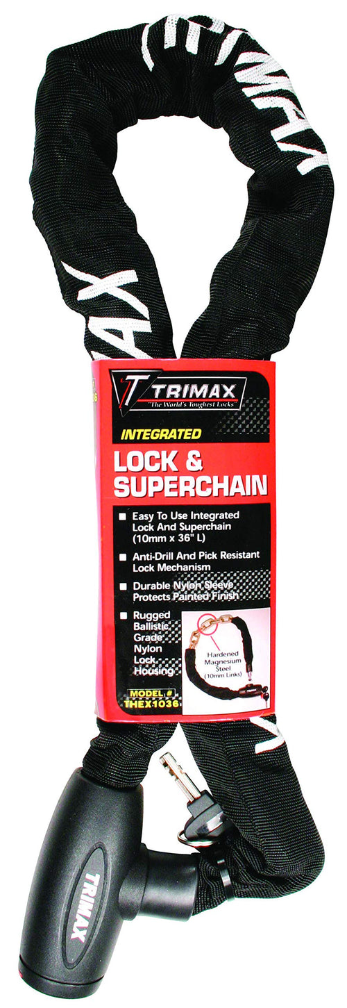 Trimax Integrated Lock & THEX1036 Super Chain - 10mm Links x 36" Length
