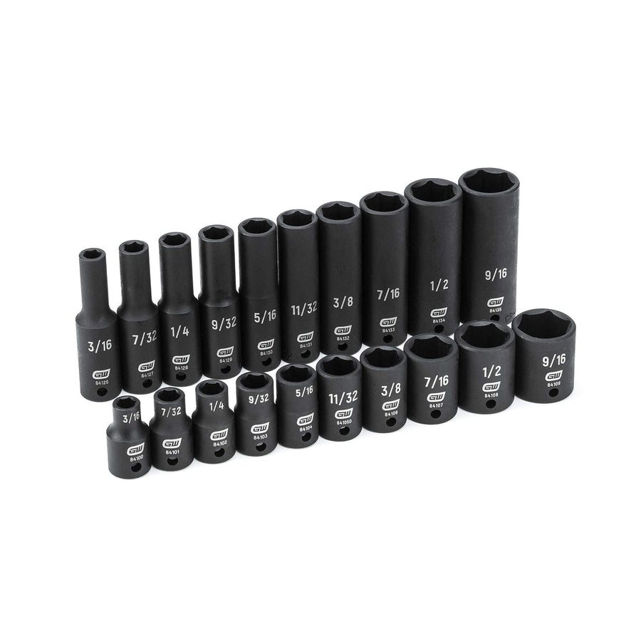 20 Pc. GEARWRENCH 1/4" Drive 6 Pt. Standard & Deep Impact Socket Set, SAE - 84900