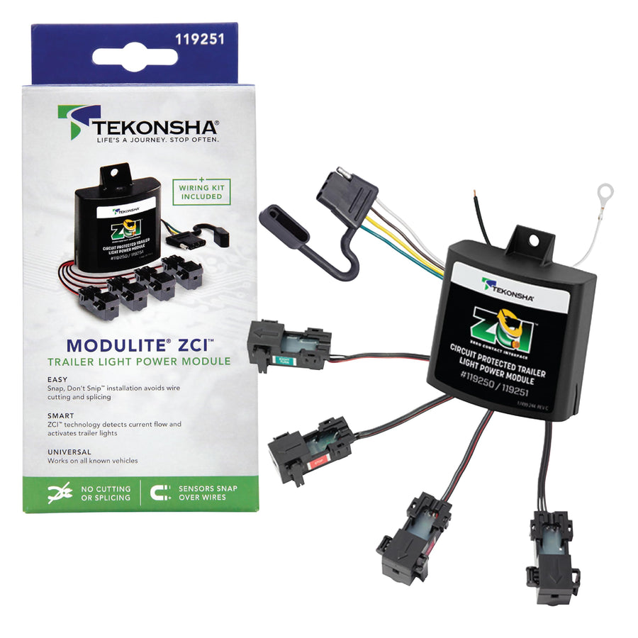 Tekonsha ZCI 119251 Zero Contact Interface Universal ModuLite & Installation Kit, Universal Wiring Harness, Circuit Protected, Works with 2 or 3 Wire Systems, 12-Volt Vehicle Systems Only