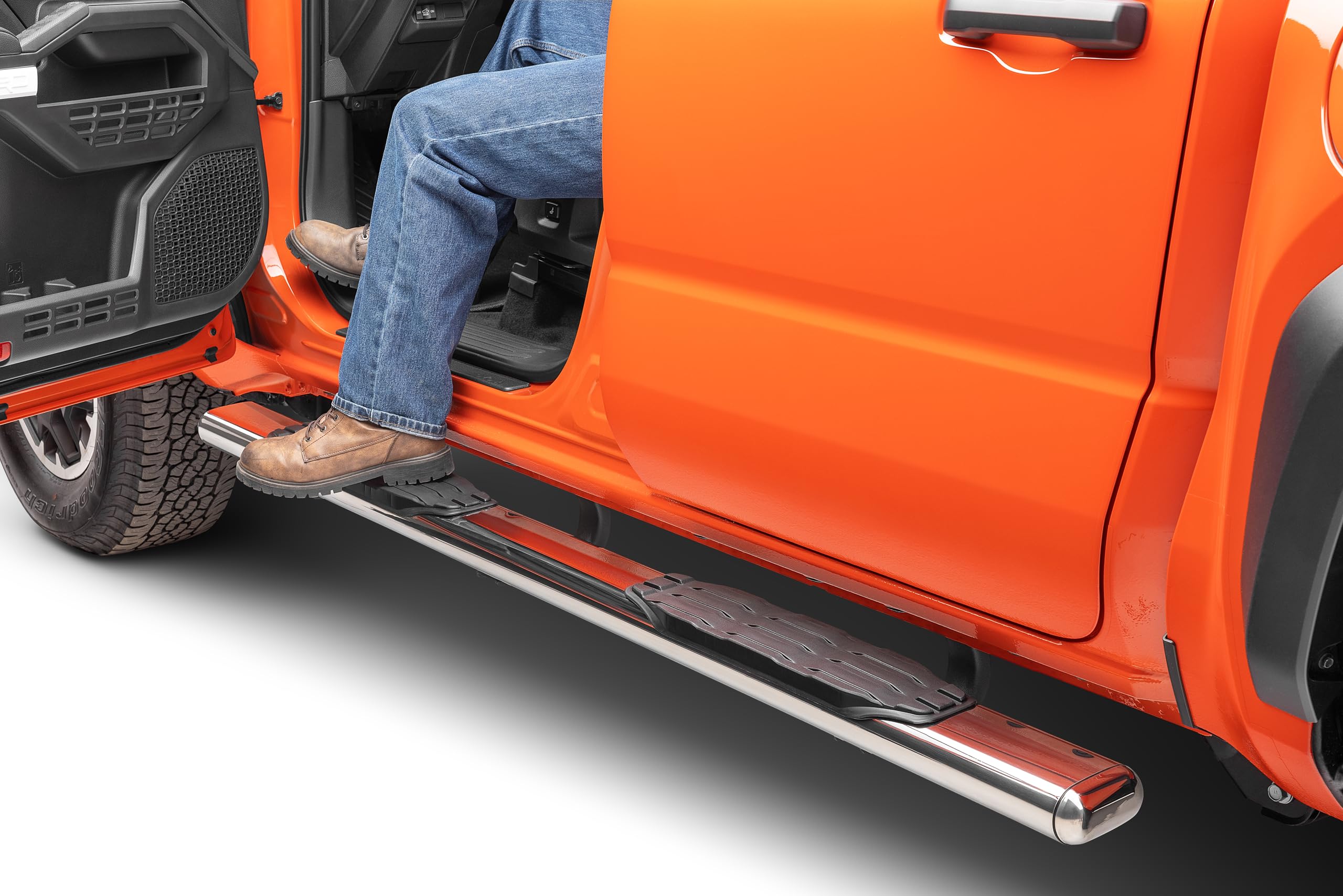 5" Oval Go Rhino 1000 Series Sidesteps | 80", Stainless Steel, Polished | 10580PS