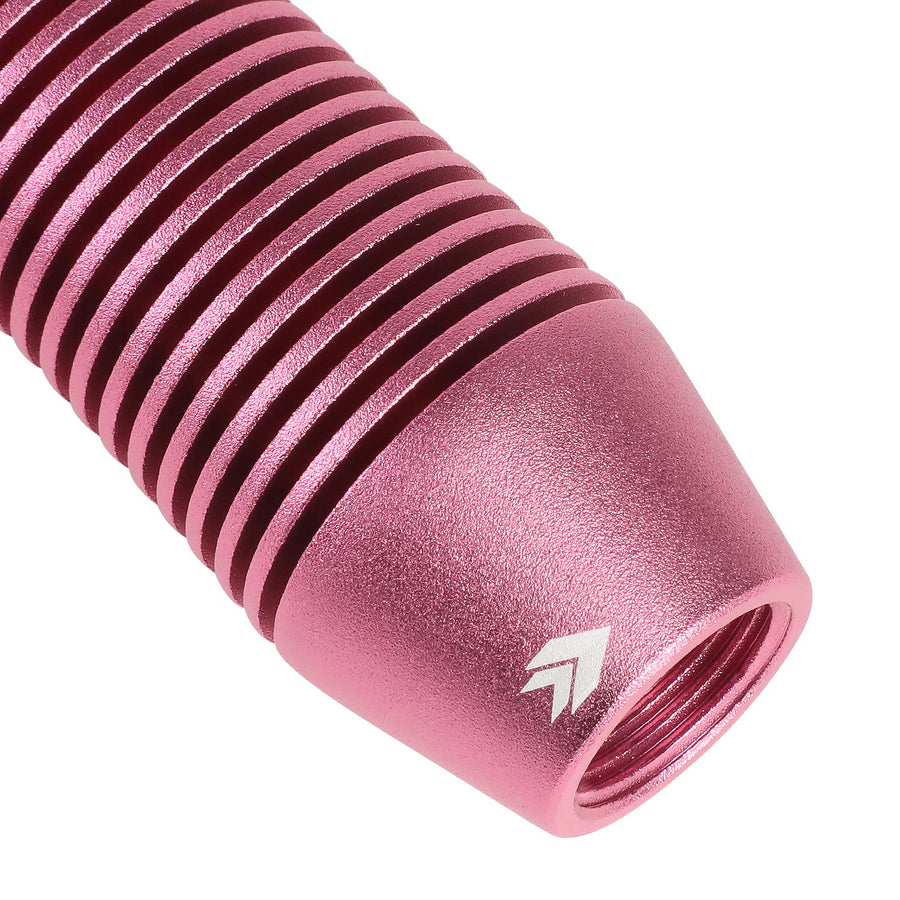 NRG Innovations Universal Aluminum SK-700PK Shift Knob with Thread Adapters, Heatsink Style Short Curvy Cylinder Lever,Pink