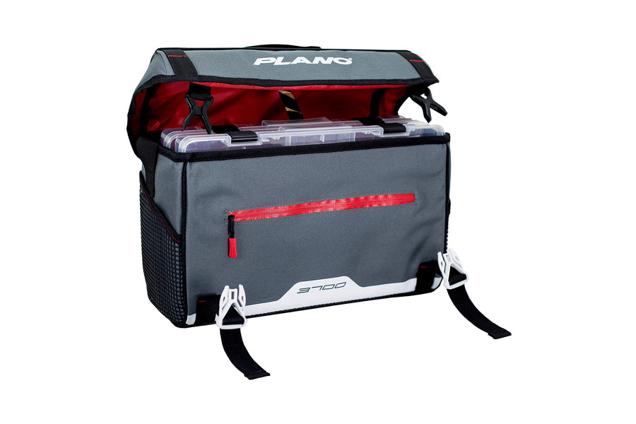 3700 Plano Weekend Series Softsider Tackle Bag, Gray Fabric, Includes 2 3700 Stowaway Utility Tackle Boxes, Soft Fishing Tackle Storage Bag, Water-Resistant