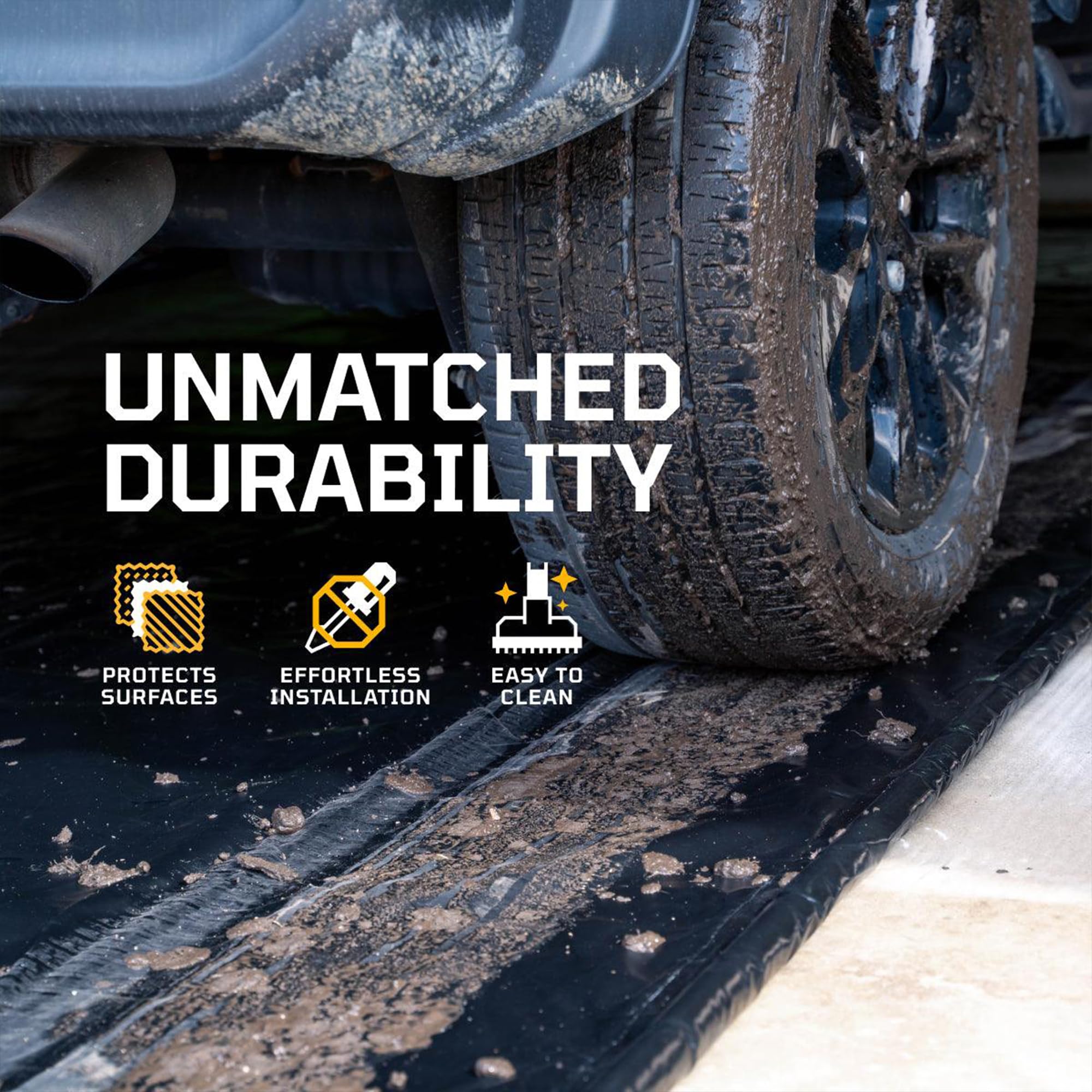 Heavy-Duty AutoFloorGuard Garage Containment Floor Mat for Mid-Size Vehicles, 7'9" x 18"