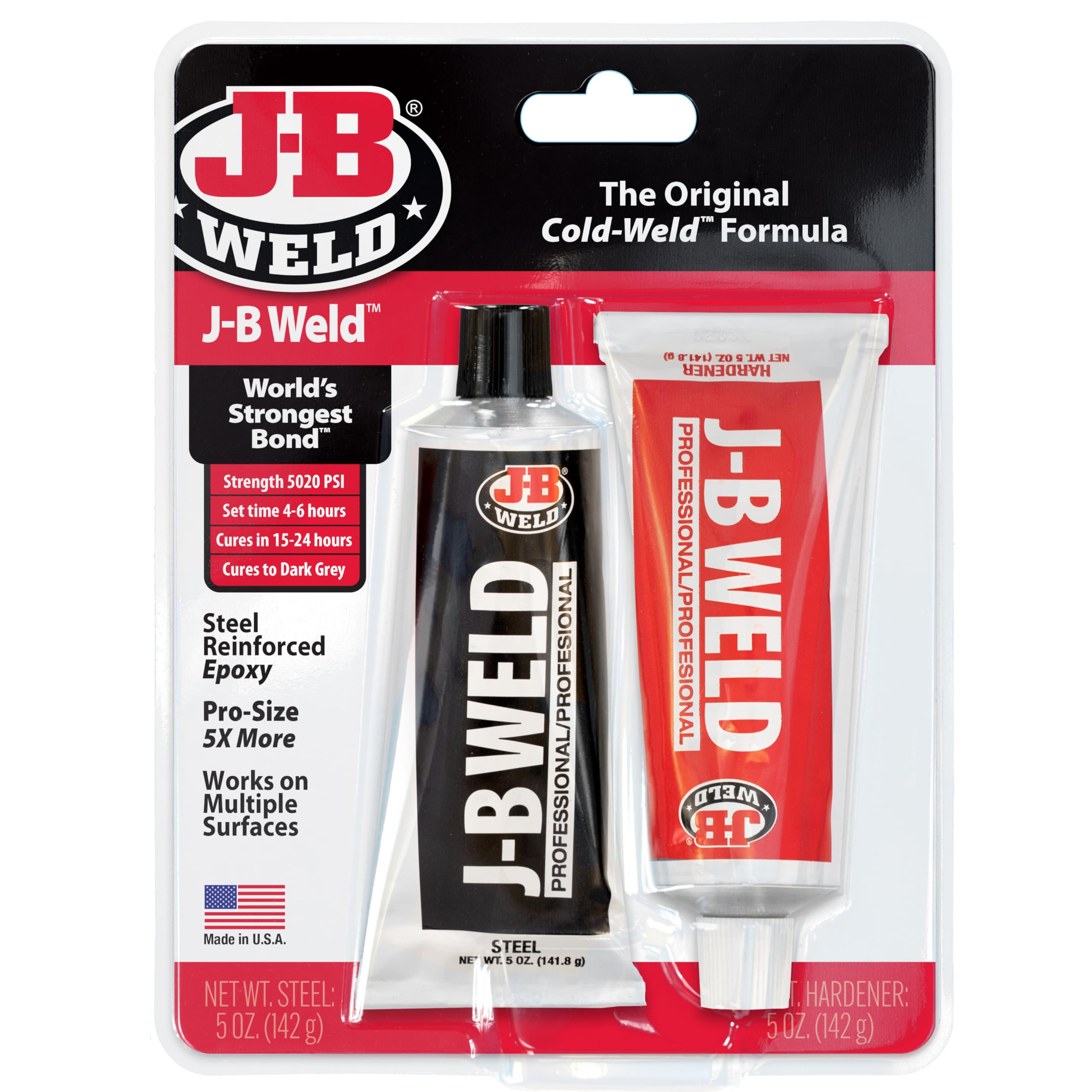 J-B Weld 8281 Steel Reinforced Professional Size Epoxy - Hardener and Pack - 10 oz