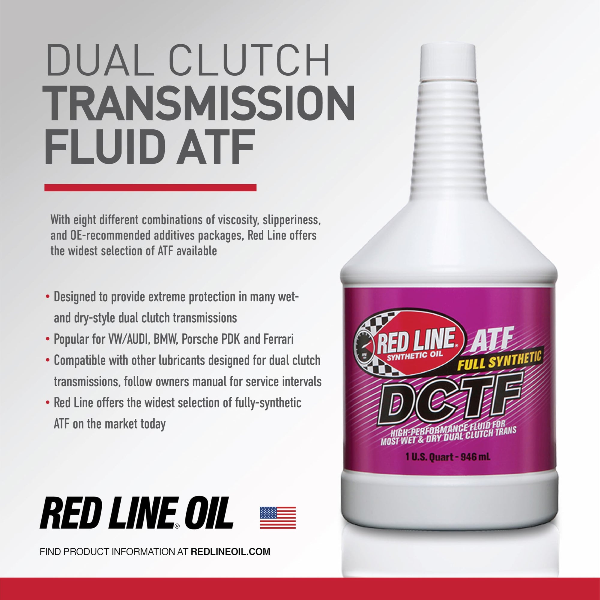 Full Synthetic Red Line High Performance Dual Clutch Transmission Fluid (DCTF) - 1 Quart