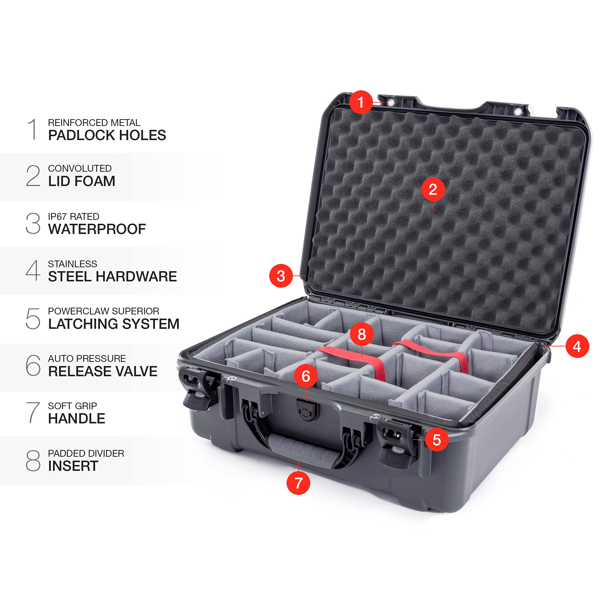 Graphite Nanuk 940 Waterproof Hard Case with Padded Dividers