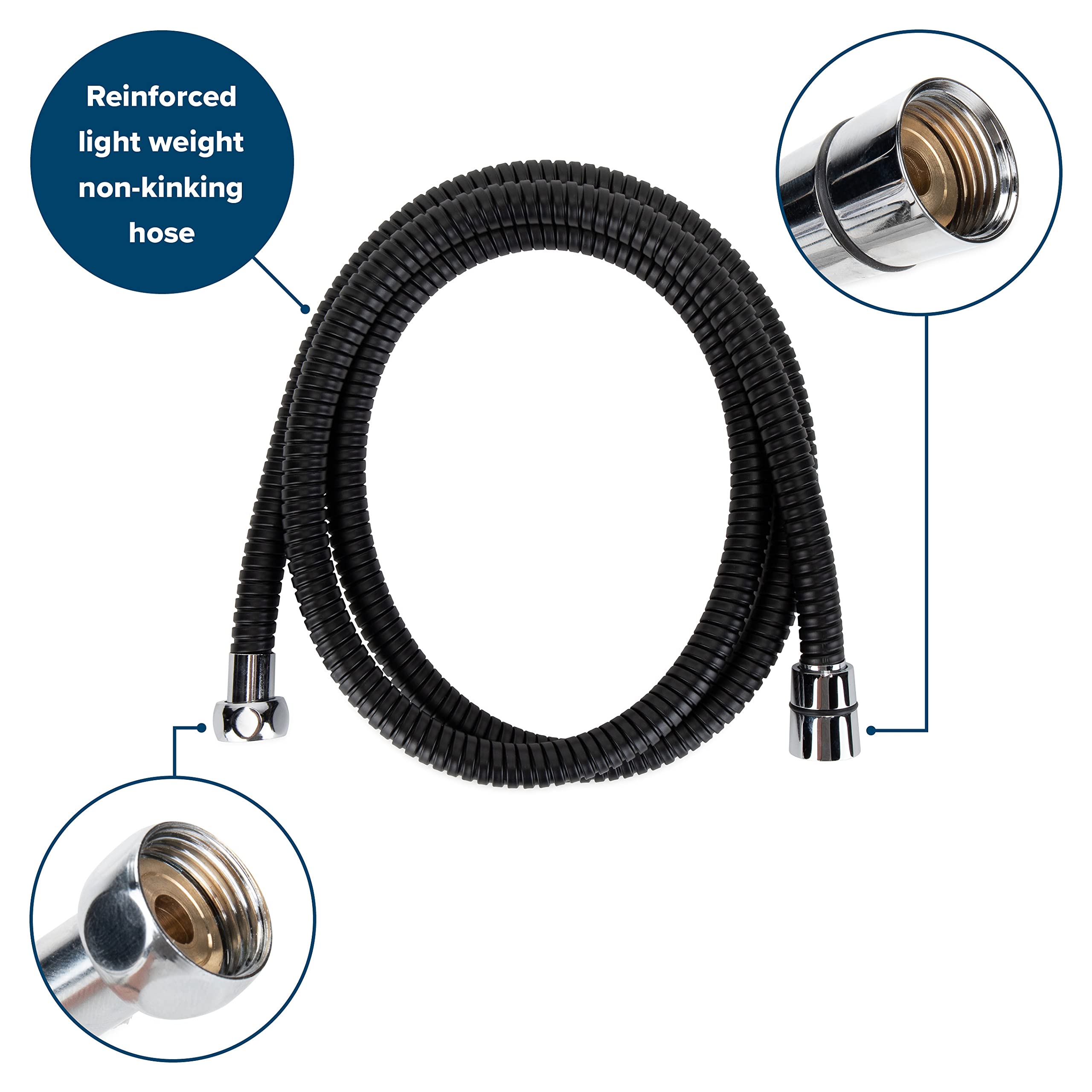 Complete Camco RV/Marine Shower Head Kit | Features Convenient On/Off Switch for Water Efficient Showers | 5 Spray Patterns | Black (43744)