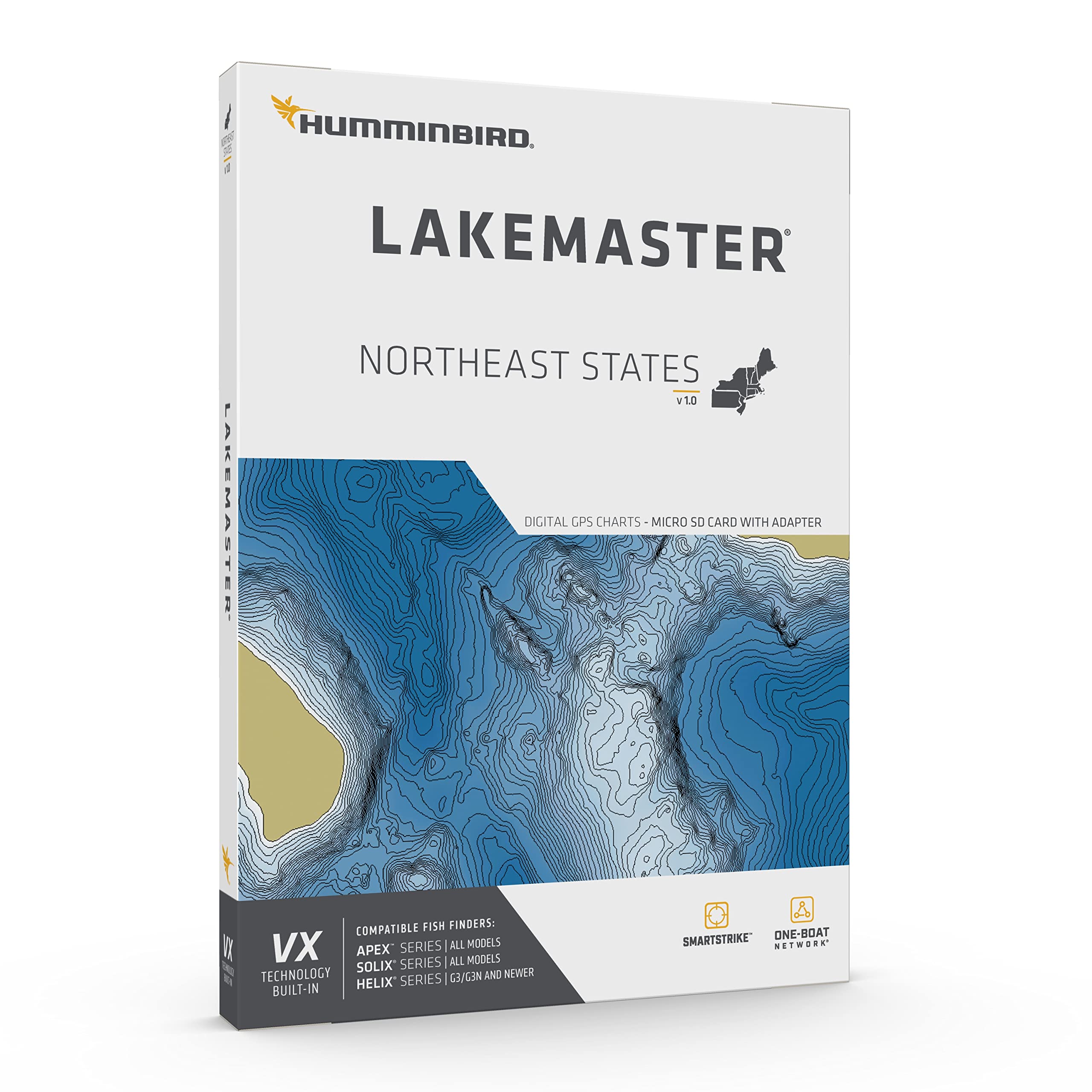 LakeMaster Humminbird Northeast V1 Map SD Card for Fish Finders