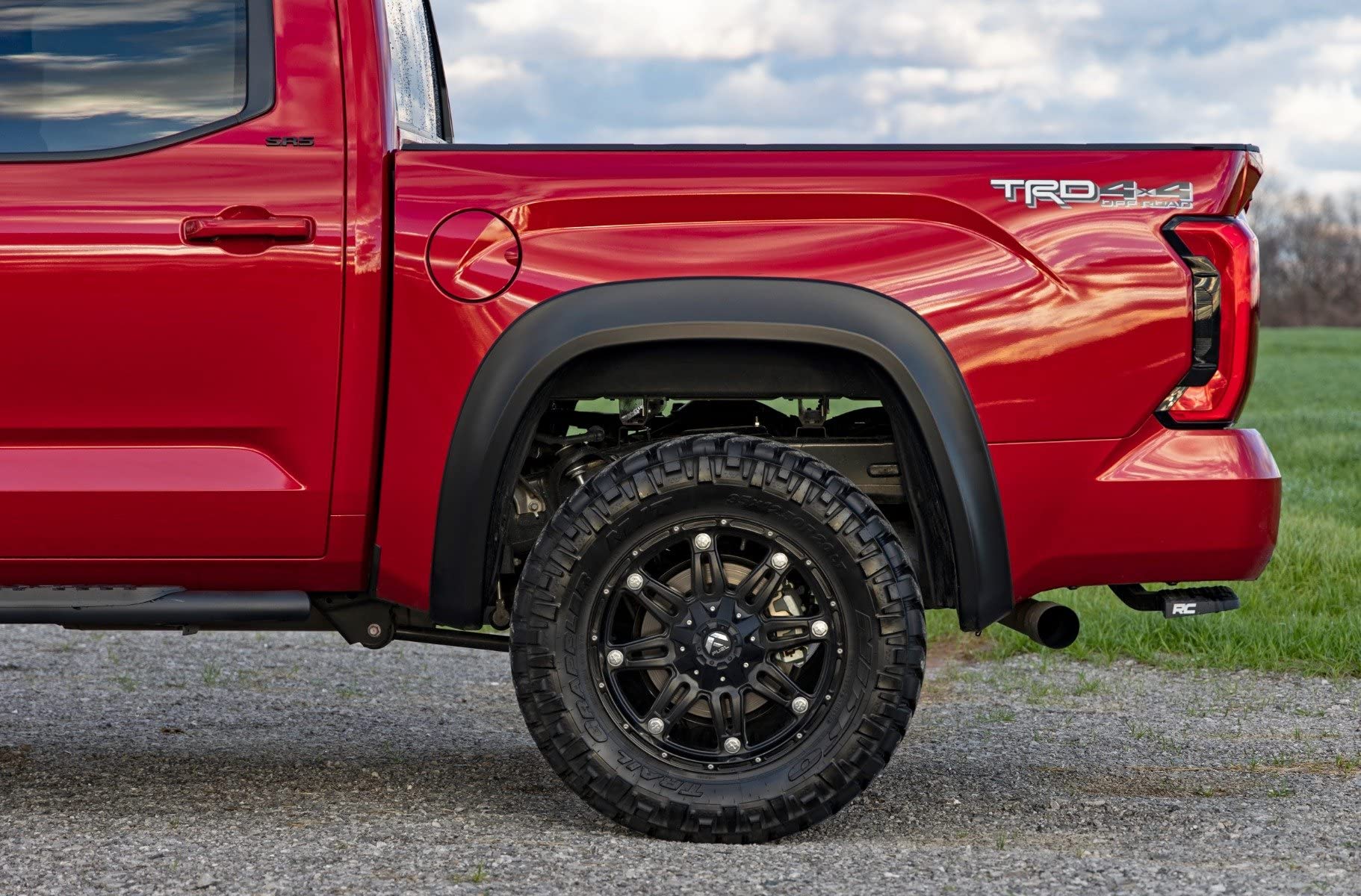 Rough Country Fender Flares Sport for Toyota Tundra (2022-2025) - 6" Flare Height, Paintable Flat Black ABS, UV-Protected, No-Drill Install