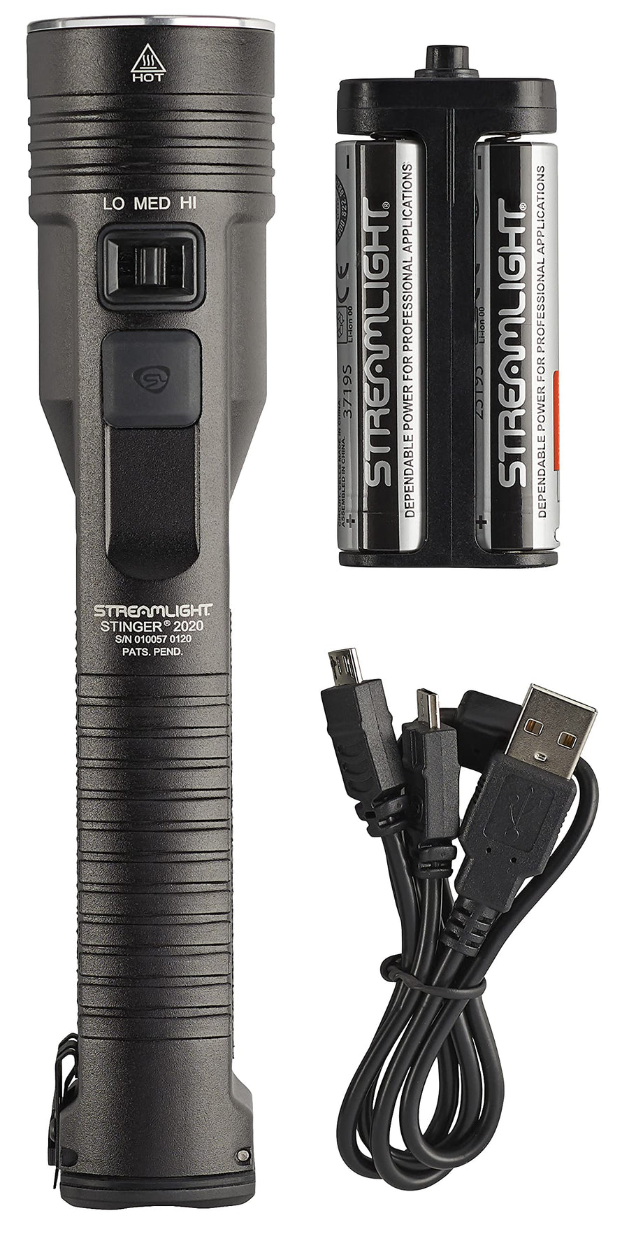 Streamlight 78100 Stinger 2000-Lumen Rechargeable Professional Flashlight with Y USB Cord and Without Charger, Black 2020