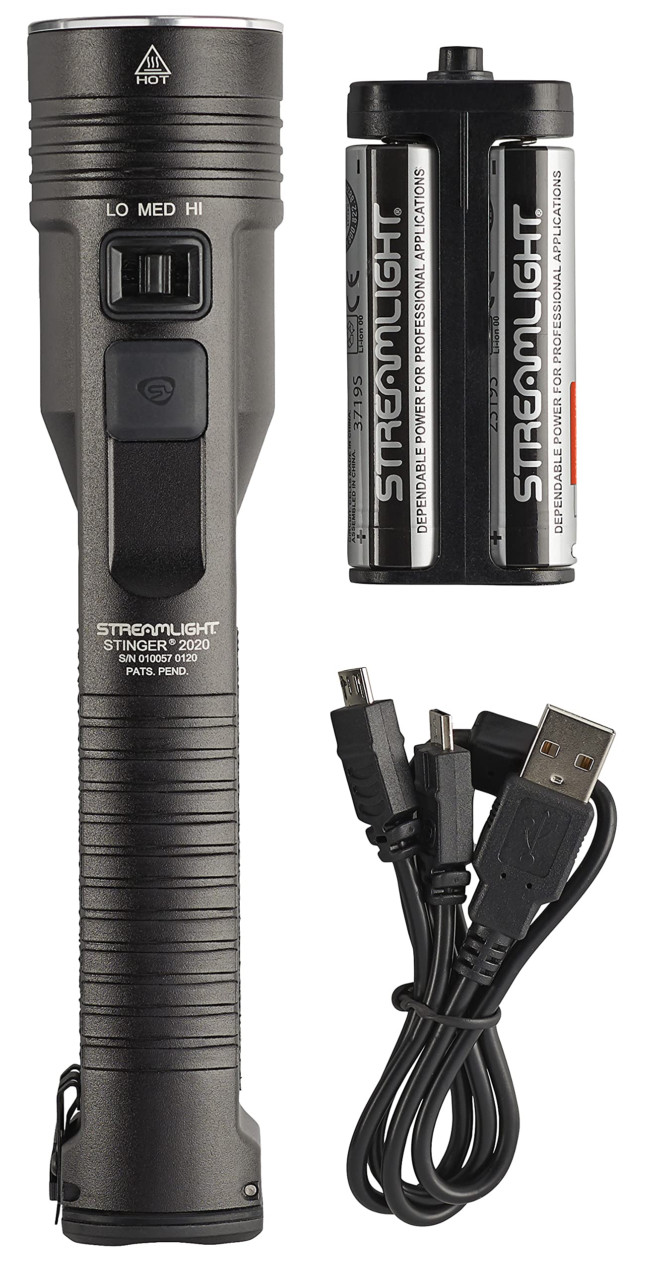 Streamlight 78100 Stinger 2000-Lumen Rechargeable Professional Flashlight with Y USB Cord and Without Charger, Black 2020