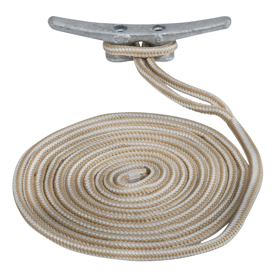 Double Braided Nylon Sea Dog 302110015G/W-1 Dock Line, 3/8" x 15' / Gold/White