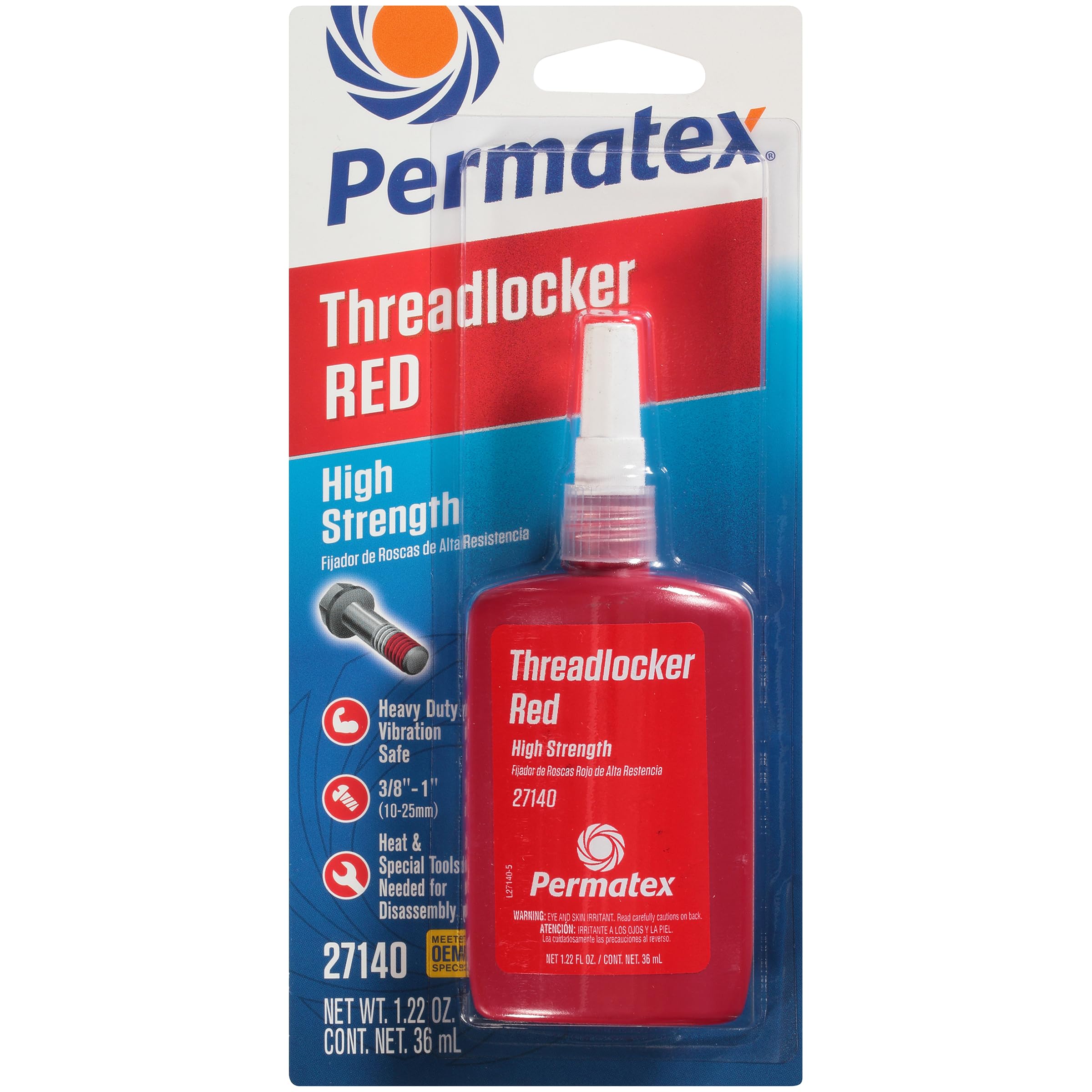 27140 Permatex High Strength Threadlocker Red, 36 ml