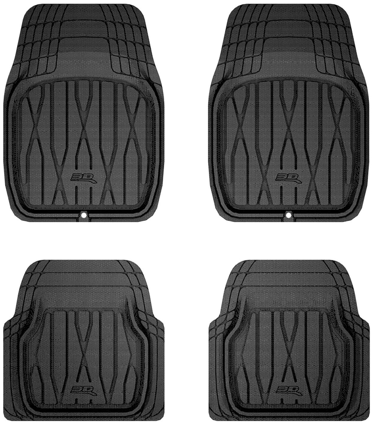 Universal 3D MAXpider All-Weather Hybrid Rubber Floor Mats for Cars Trucks SUV (Large)