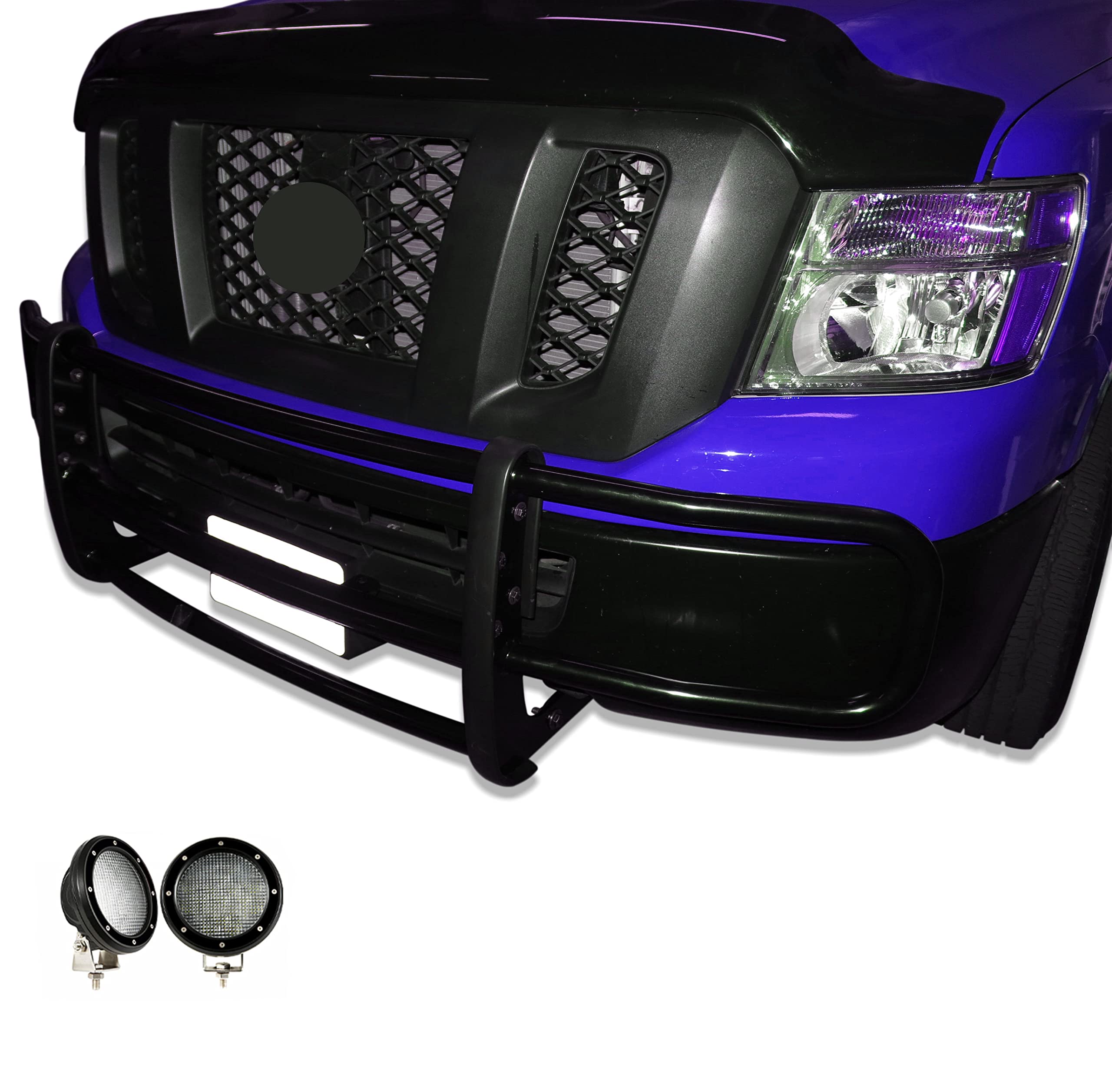SPARTAN Black Horse Grille Bumper Guard Modular Come with Pair of 5.3"LED Lights with Black Trim Rings Compatible with 2012-2025 NV1500/NV2500/NV3500-17NINVMA-PLFB