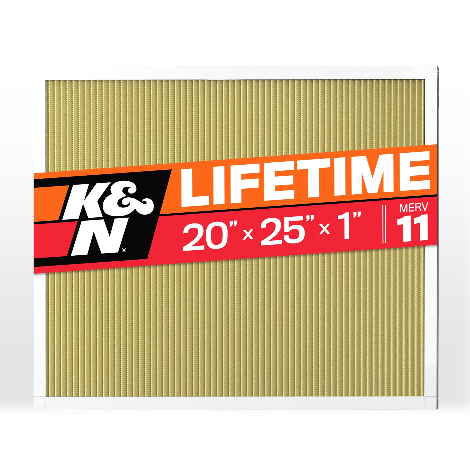 K&N Air Filter 20x25x1, Merv 11, Washable Air Filter, the Last Furnace Filter You Will Ever Buy, Breathe Safely at Home or in the Office (Actual Dimensions .8 x 24.6 x 19.6 inches,1 Count (Pack of 1)
