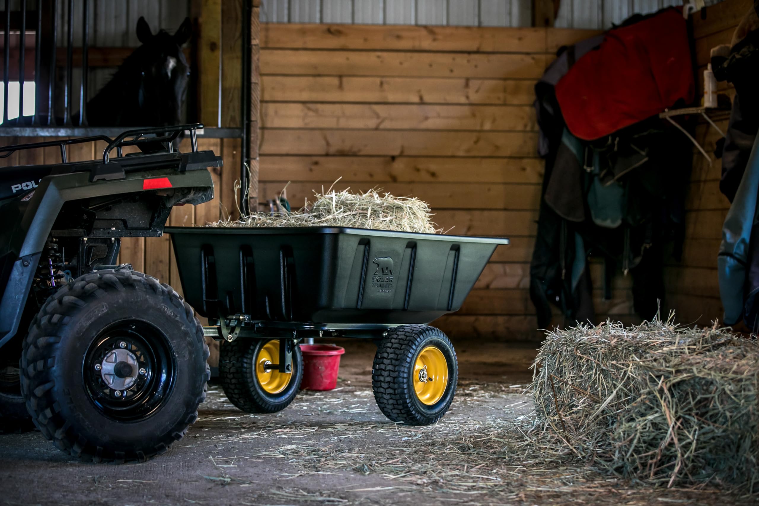 Heavy-Duty Polar Trailer 12816 ATV/UTV Utility Trailer – 1300 lb Capacity, Tilt & Pivot Dump Frame, Rustproof Tub for Outdoor Hauling (50" x 38.5" x 16", Black)