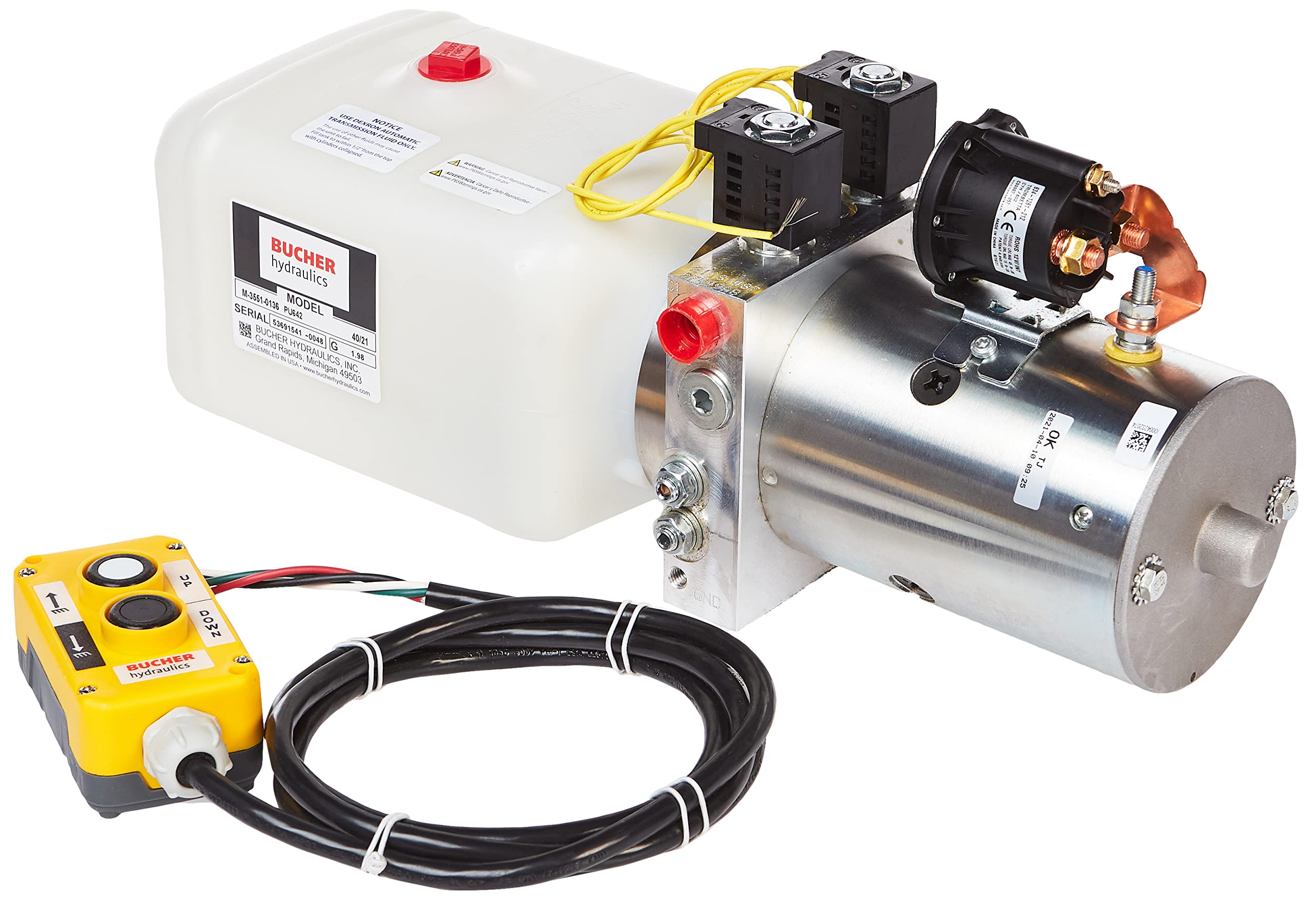 4-Way DC Hydraulic Power Unit Buyers Products, Controls Horizontal 0.75 Gallon Poly Reservoir, Hydraulic Accessories for Trucks & Trailers