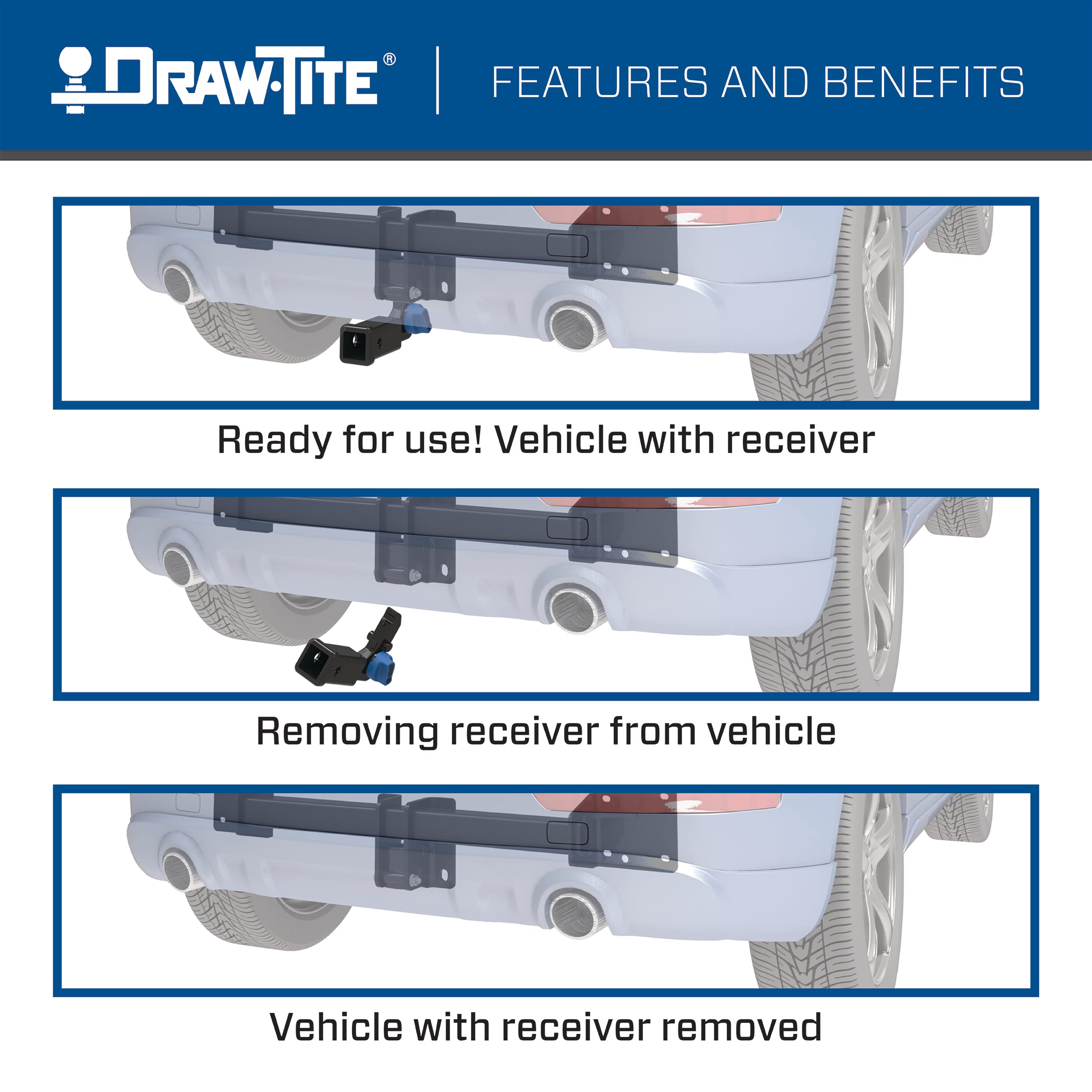 Draw-Tite Hidden Hitch Draw TITE 76911, Completely Hidden Trailer Hitch, 2 in. Removable Receiver, Compatible with Selected Audi Models (Please Verify Vehicle Application)