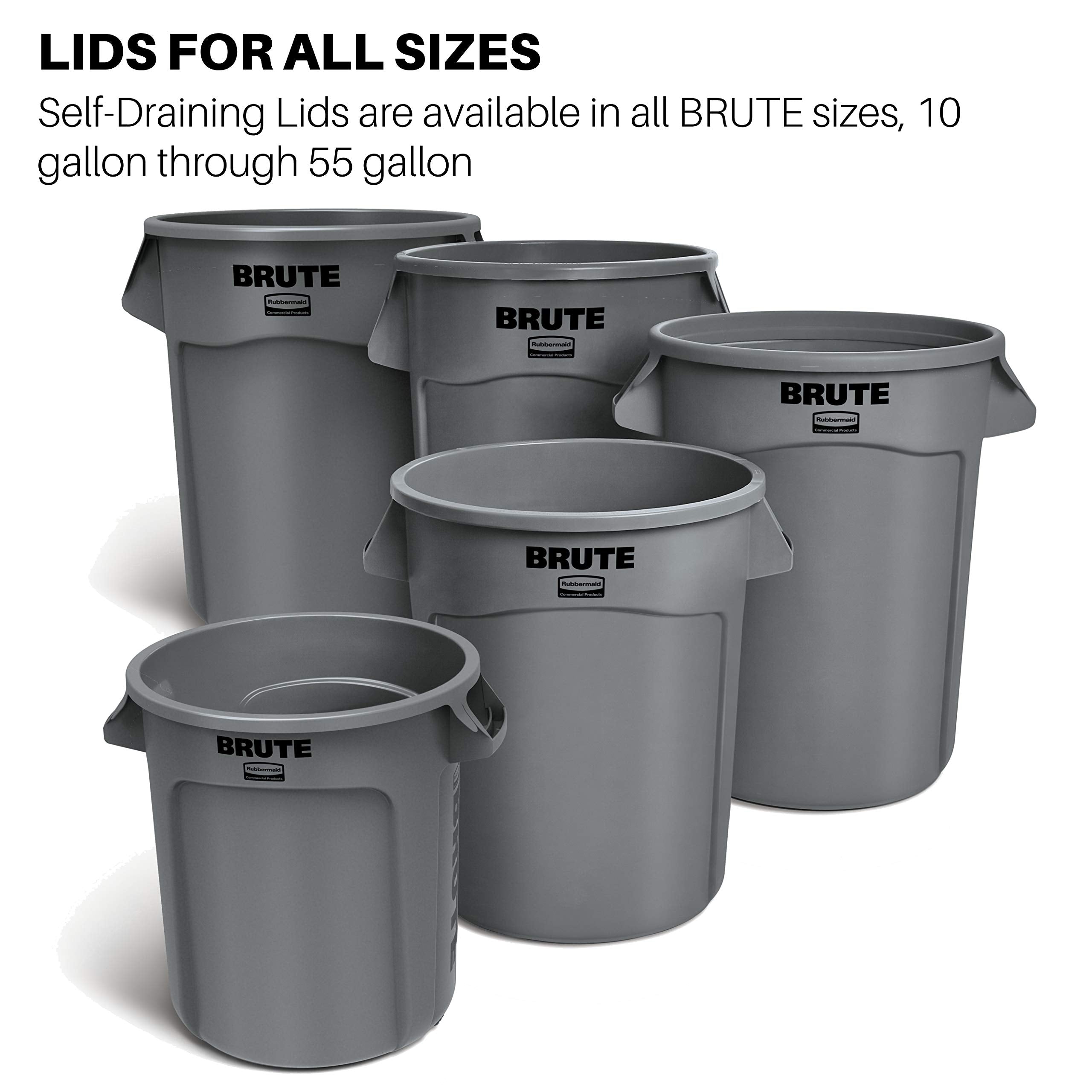 Rubbermaid BRUTE Commercial Products Trash Can Dome Lid Gray 32-Gallon Compatible with the Heavy Duty Rubbermaid 32 Gallon Garbage Bins