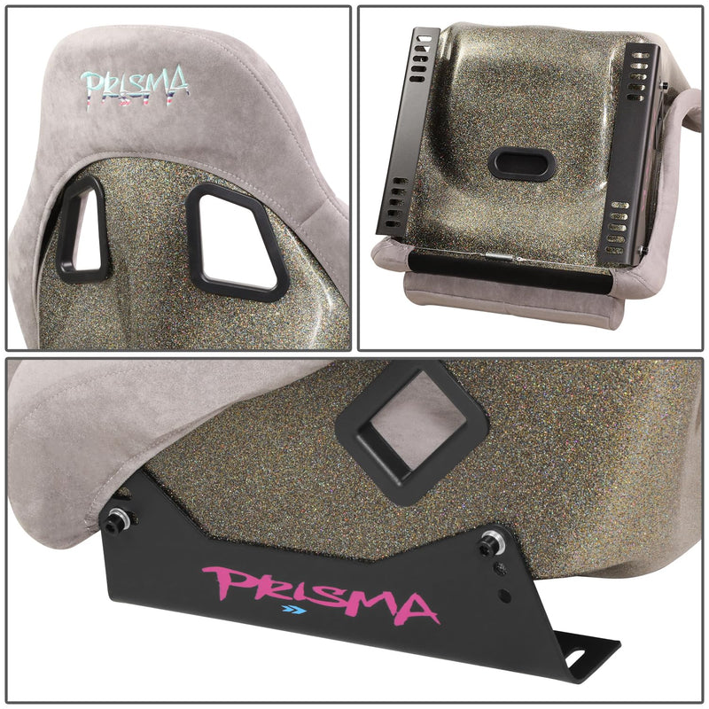 NRG Innovations FRP Bucket Seat NRG-FRP-303GY-ULTRA Edition Alcantara Material with Grey Pealized Back Plus Phone Pockets. (Medium)