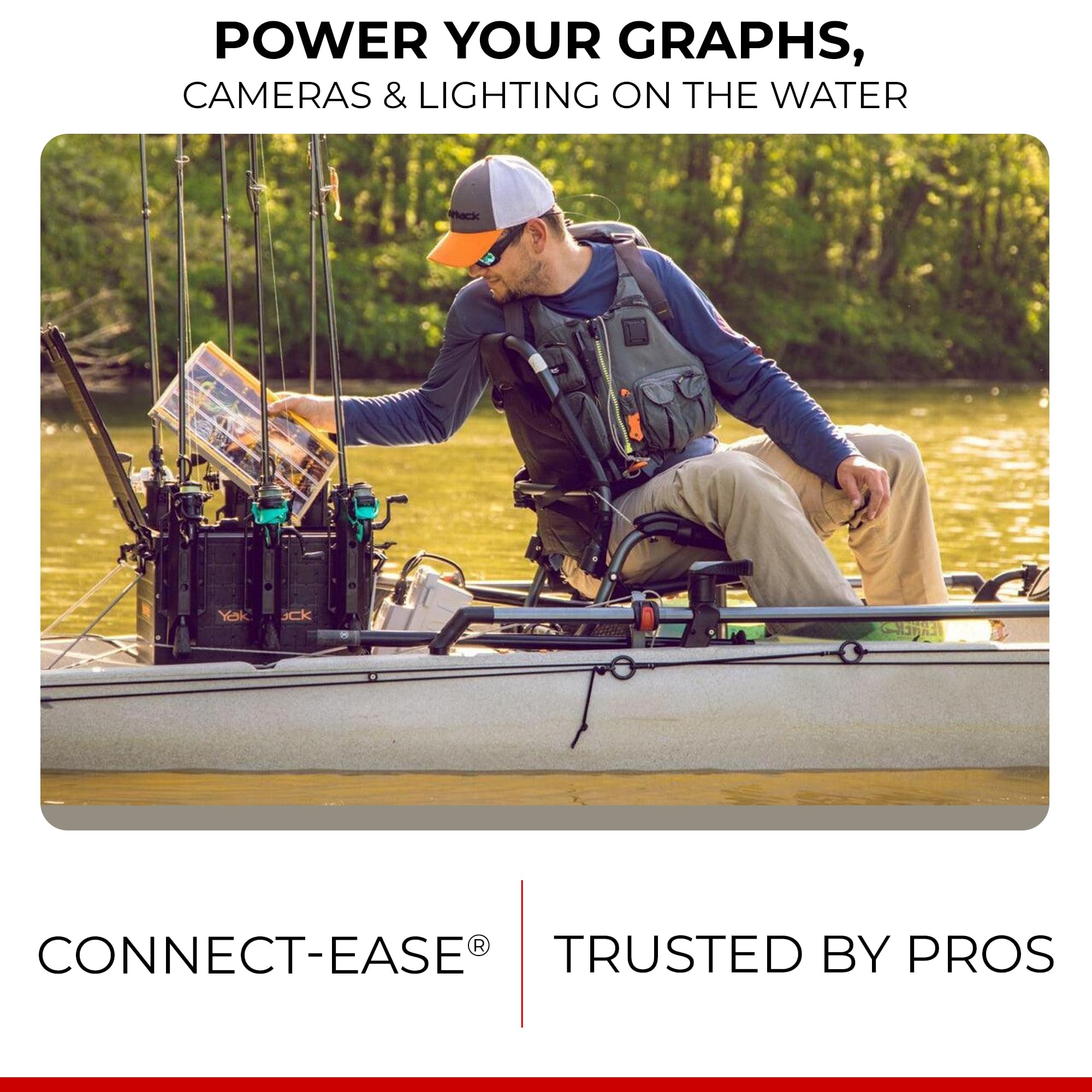 Yak-Ease Connect-Ease Kayak Wiring Harness Kit RCE12VGPYAK | 8-Foot 10 AWG Wire, 3 Fused Drops | Powers Fish Finder, GPS & Kayak Fishing Accessories | 12V Quick Connect Plug, Marine-Grade Wiring Kit