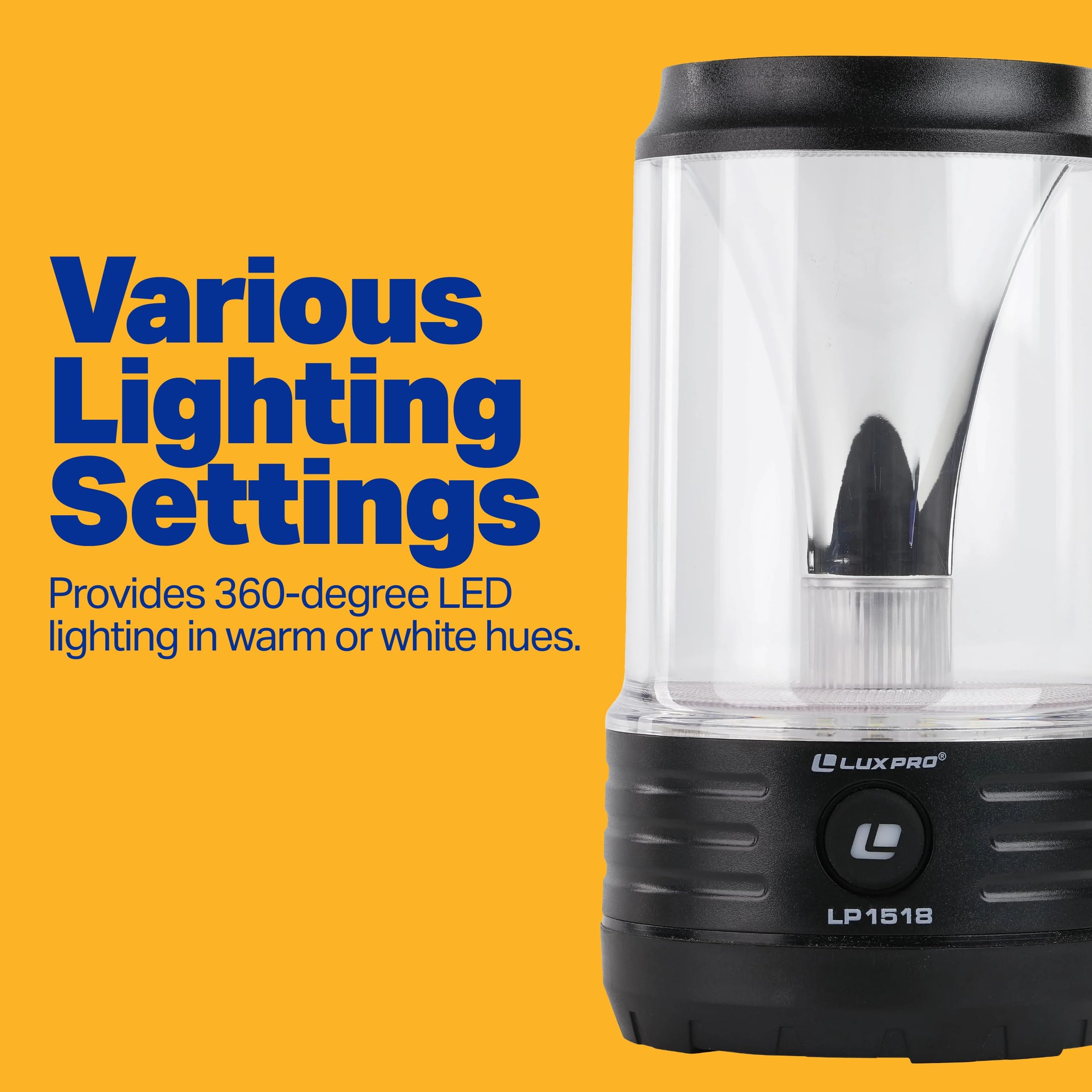 LP1518 LUXPRO Warm & Bright LED Lantern - Electric Lantern for Camping & Outdoor Use - Maximum Run Time of 16 Hours - 2 Pack