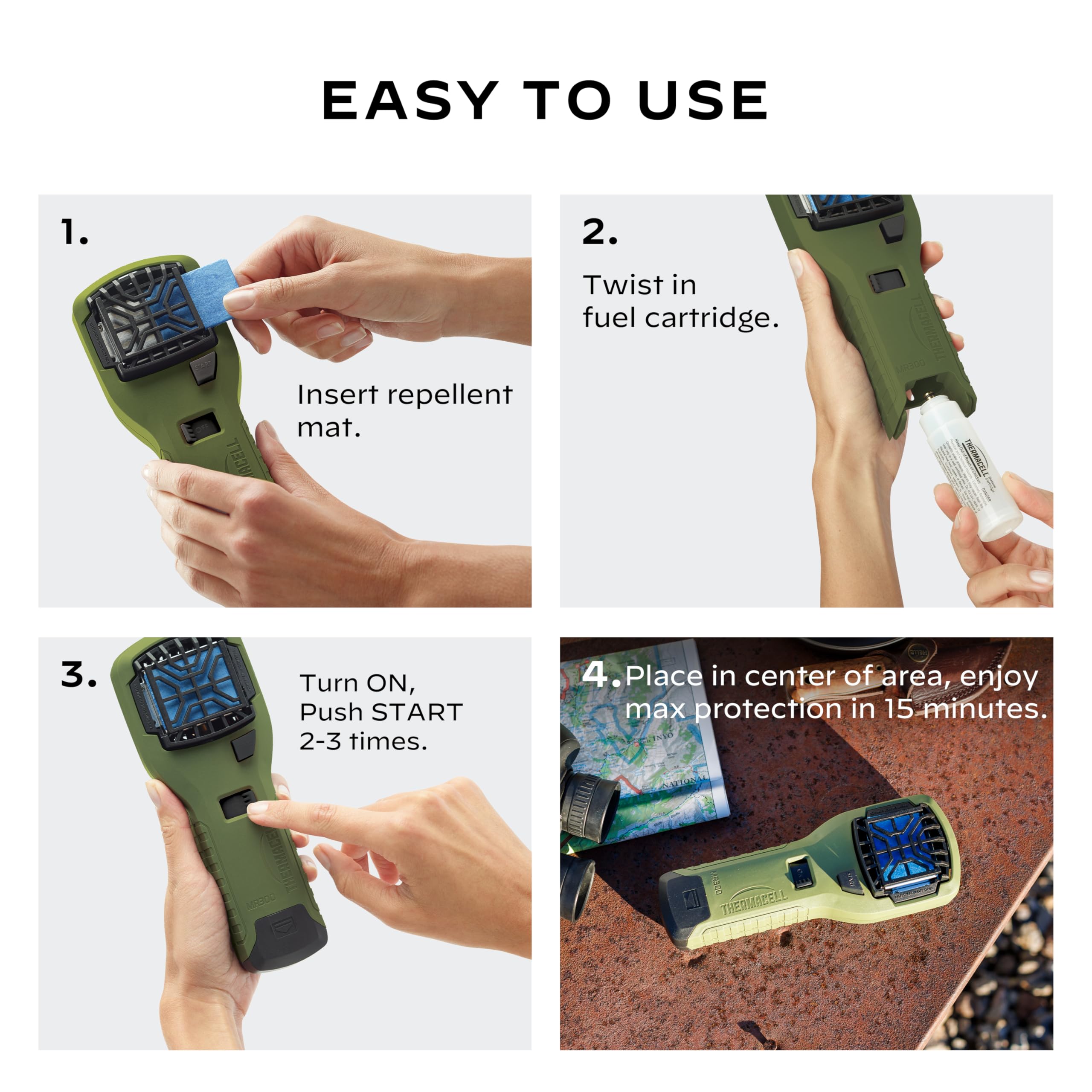 Mosquito Thermacell Portable Repeller; Includes 12-Hour Refill; 15 Foot Zone of Protection; Highly Effective Mosquito Repellent; Bug Spray Alternative; Scent Free