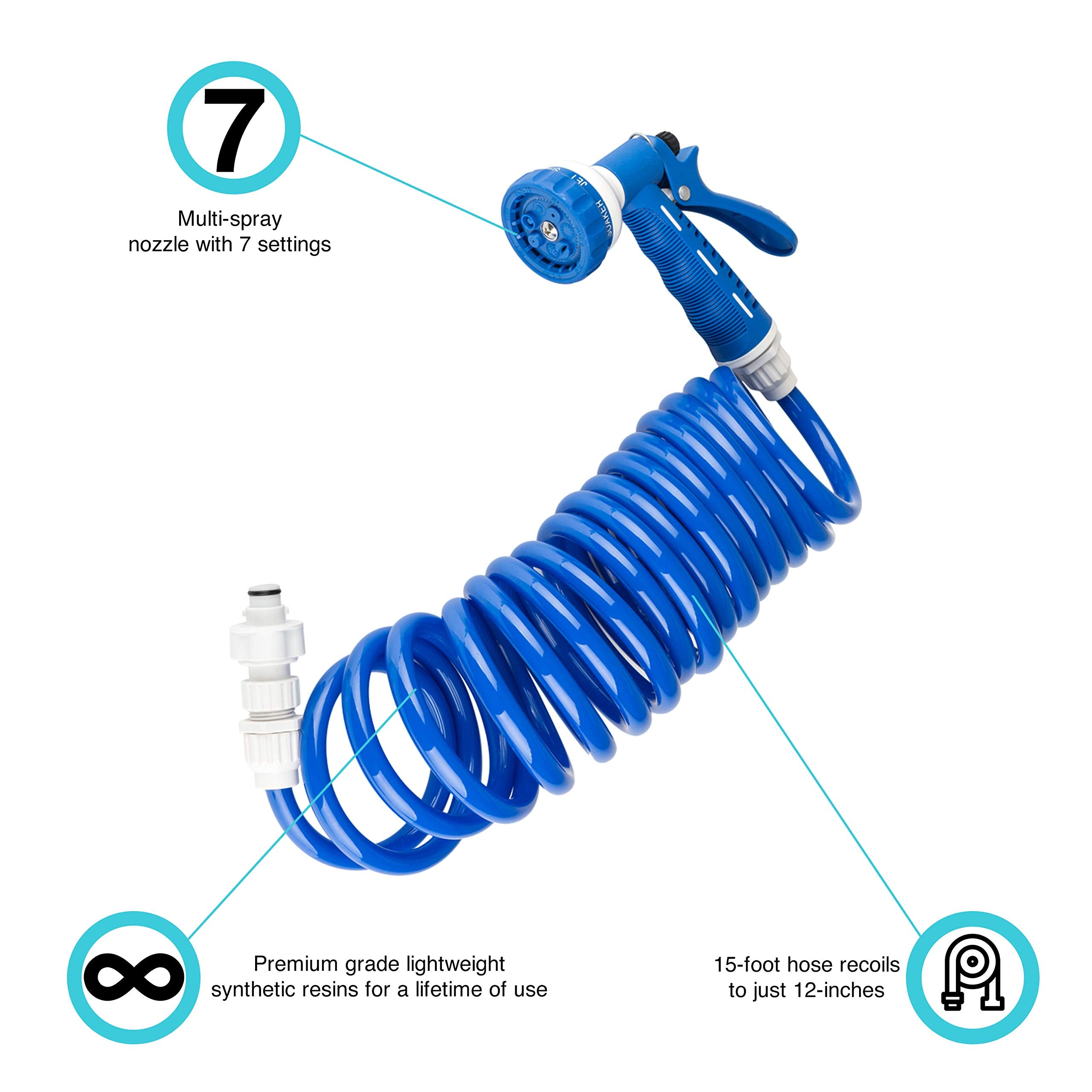 Dura Faucet RV Exterior Quick Connect Detachable Sprayer DF-SA188-WT, Hose, and Utility Spray Dock Kit, Lockable (White)