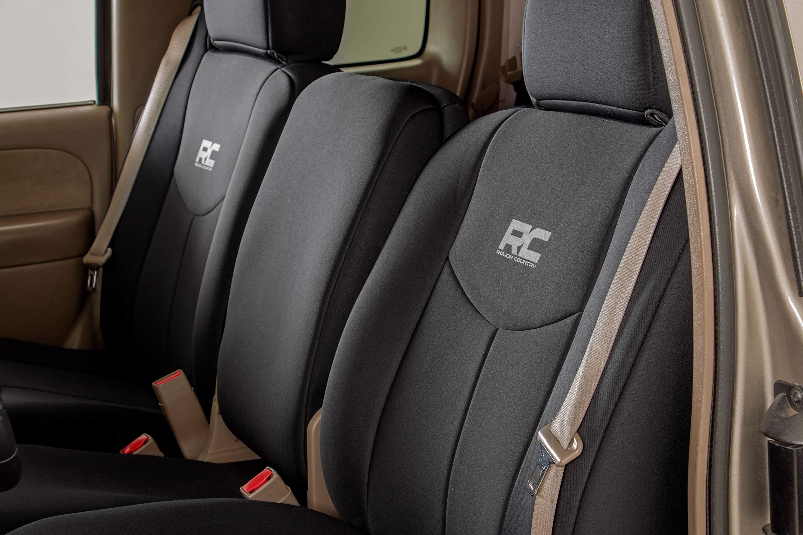 Rough Country Seat Covers Neoprene for Chevy Silverado & GMC Sierra 1500 (1999-2006 & Classic) - Waterproof, UV-Resistant, Foam-Padded Front & Rear Covers
