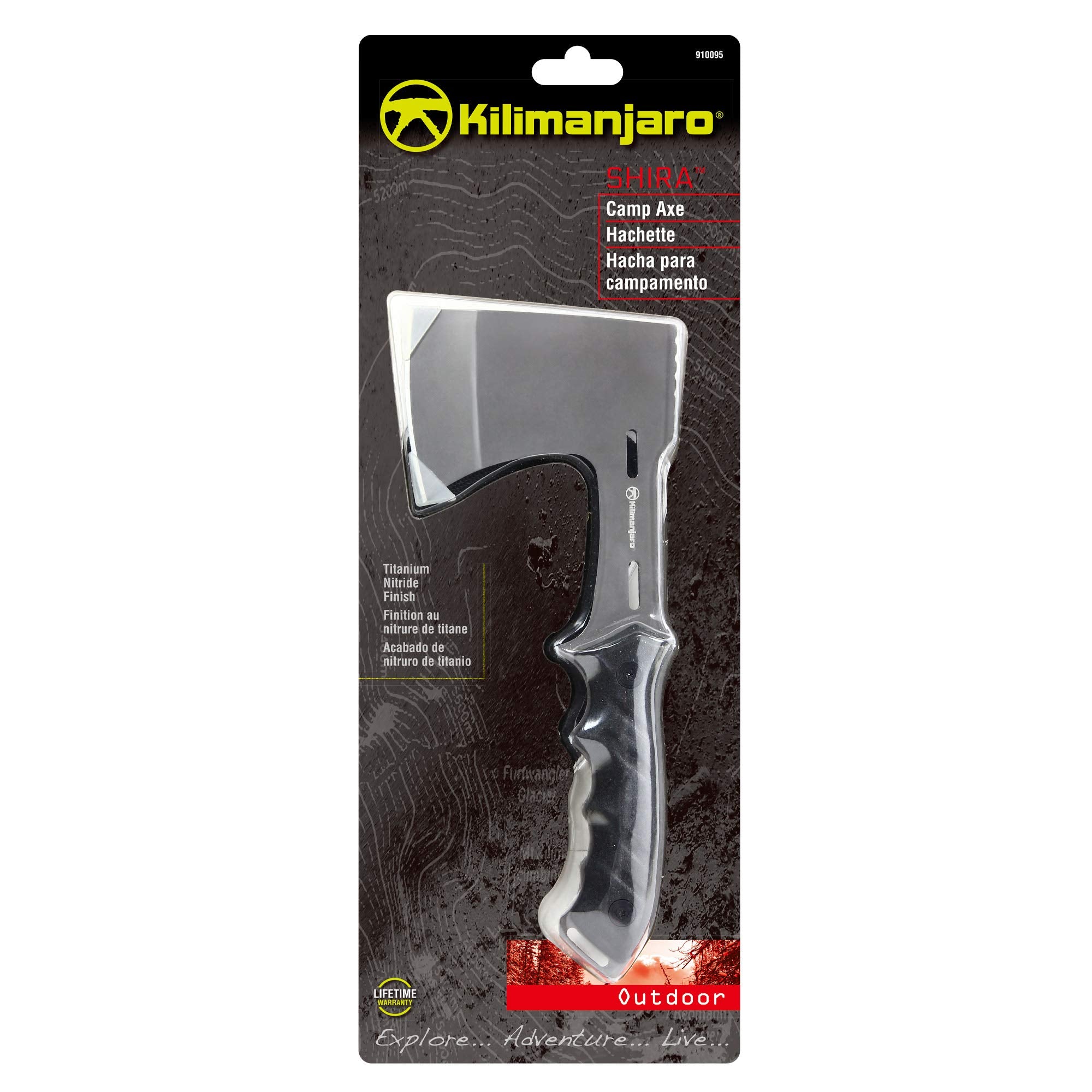 10-Inch Kilimanjaro Shira Camp Axe, Full Tang Lightweight Axe, with Storage sheath , 3CR13MOV stainless steel blade with titanium nitride finish - 910095