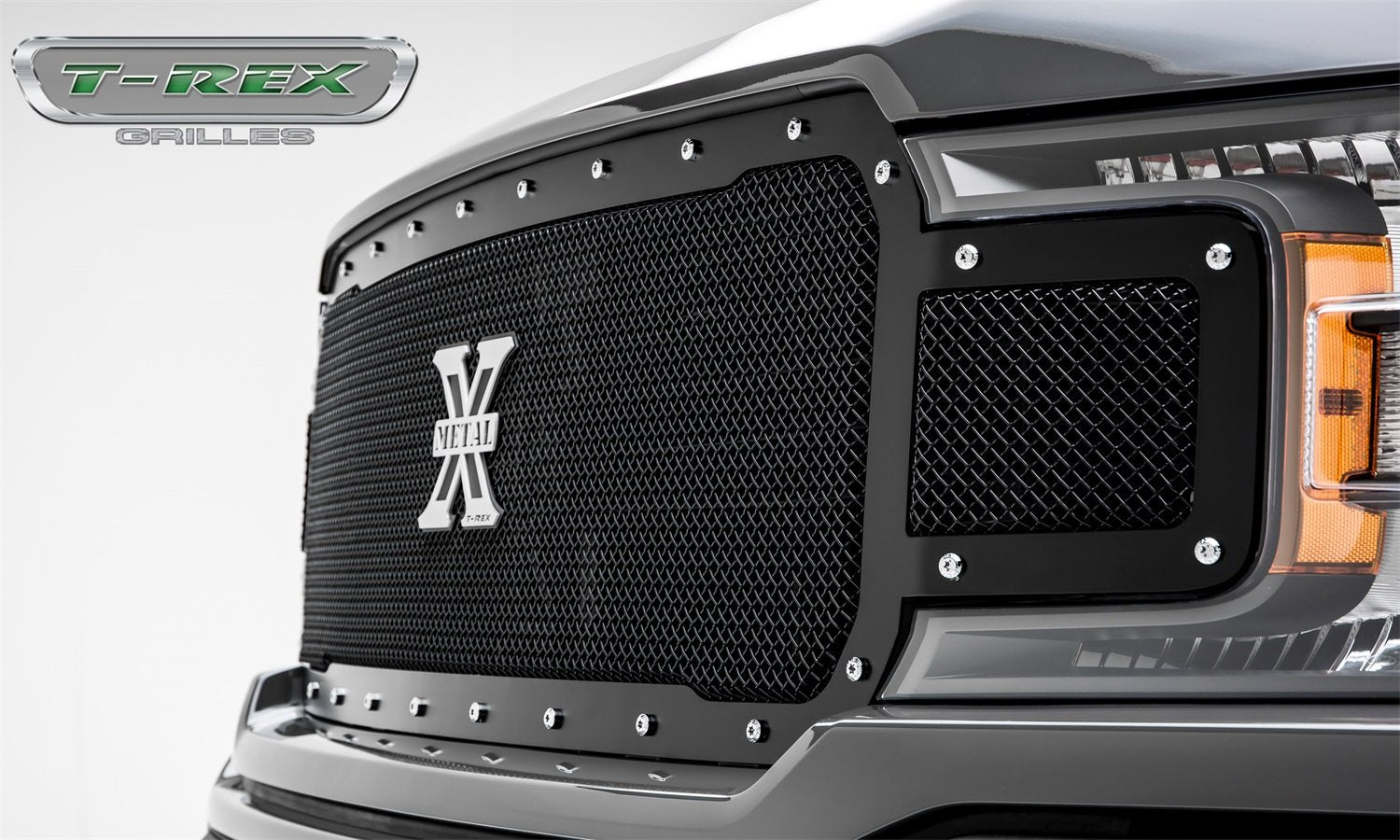 X-Metal Grille, 2018-2020 F-150, Black, 1 Pc, Replacement, Chrome Studs, Does Not Fit Vehicles with Camera - PN #6715711