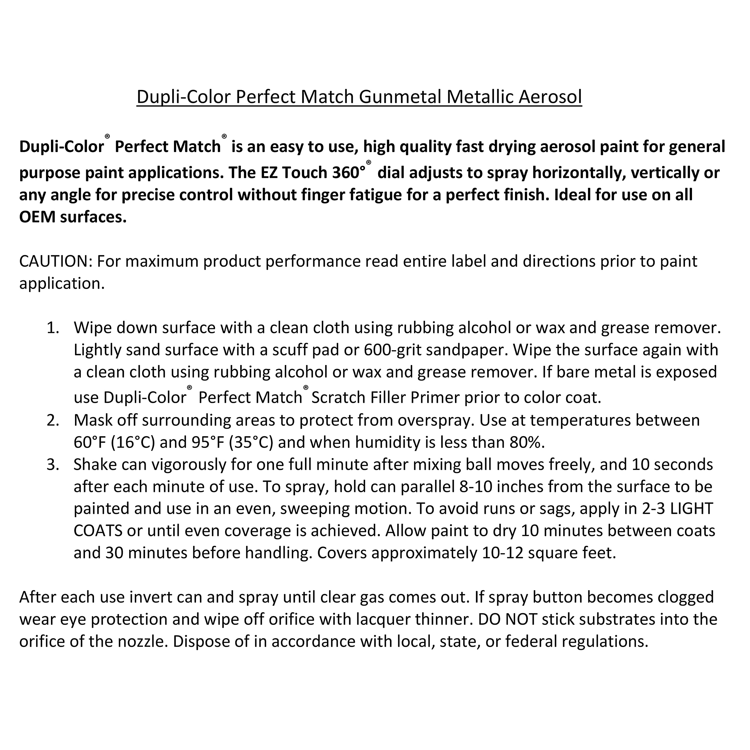 Dupli-Color Perfect Match Automotive Spray Paint – Gunmetal Metallic General Motors, 84 WA7782 – 8 oz. Aerosol Can