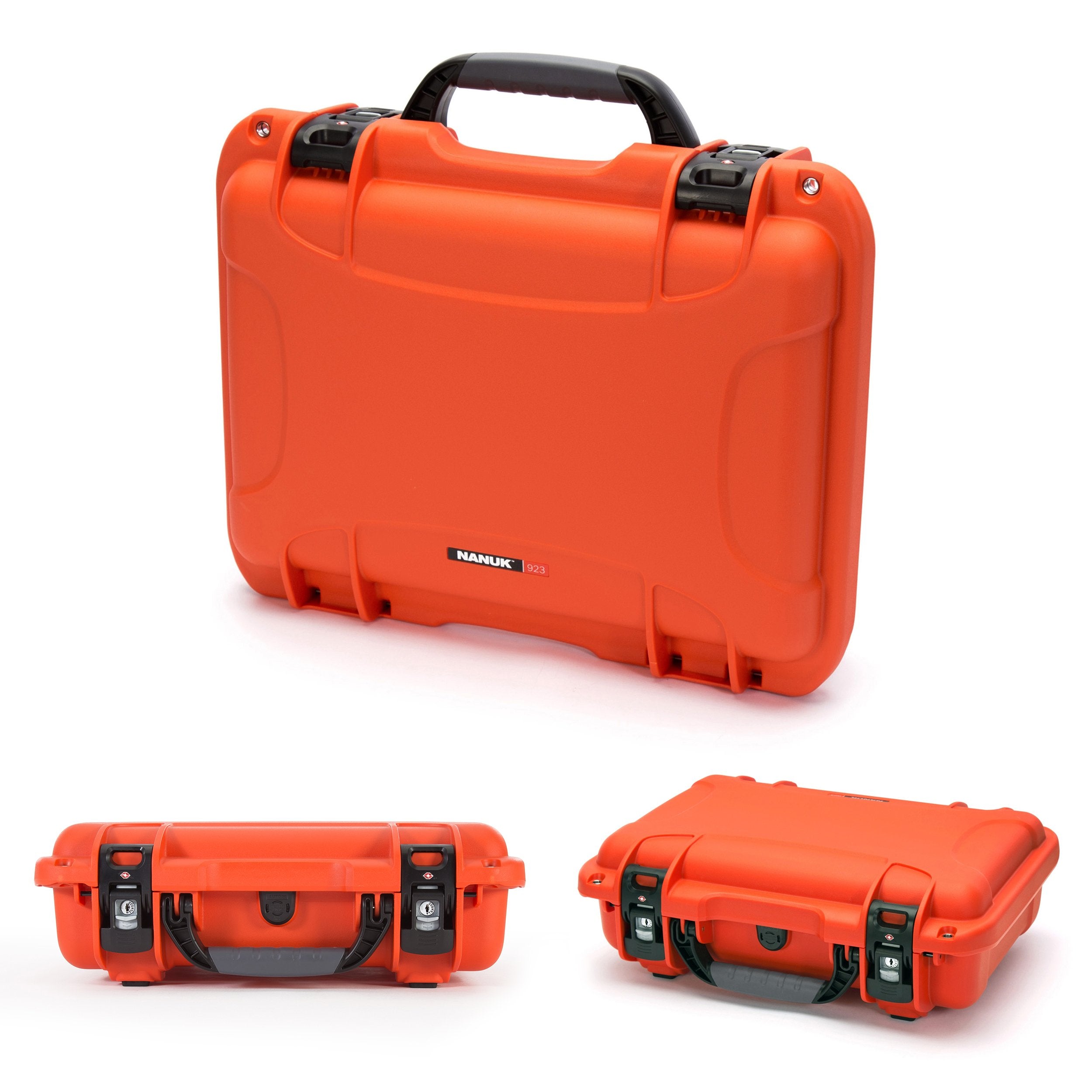 Waterproof Nanuk 923 Hard Case with Padded Dividers and Incorporated TSA Approved Travel Lock Latches - Orange