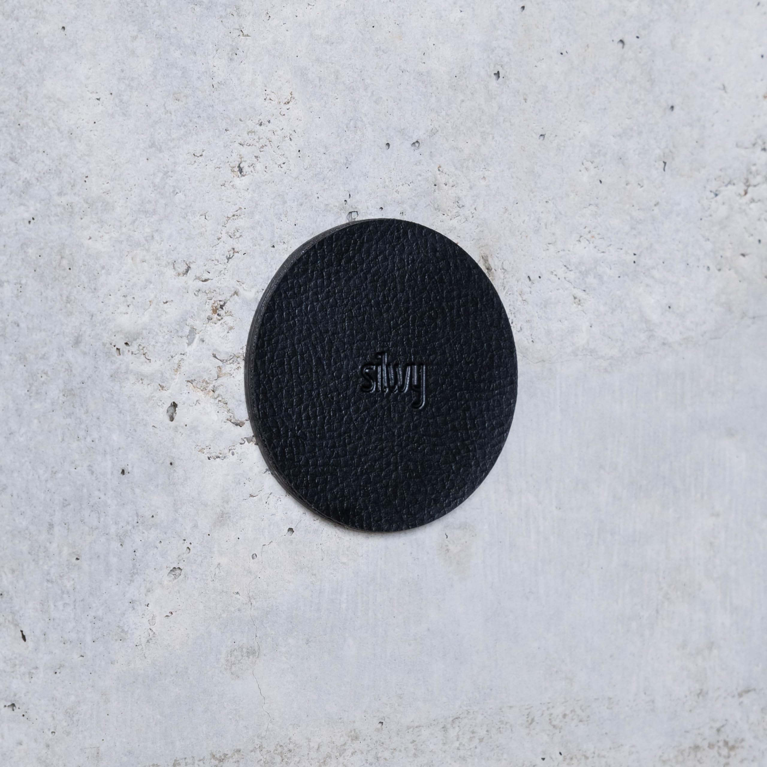 silwy Black Metal-Nano-Gel-Pads in Leather-Look, Accessories for Magnets, Door Stopper, Magnetic pin Board