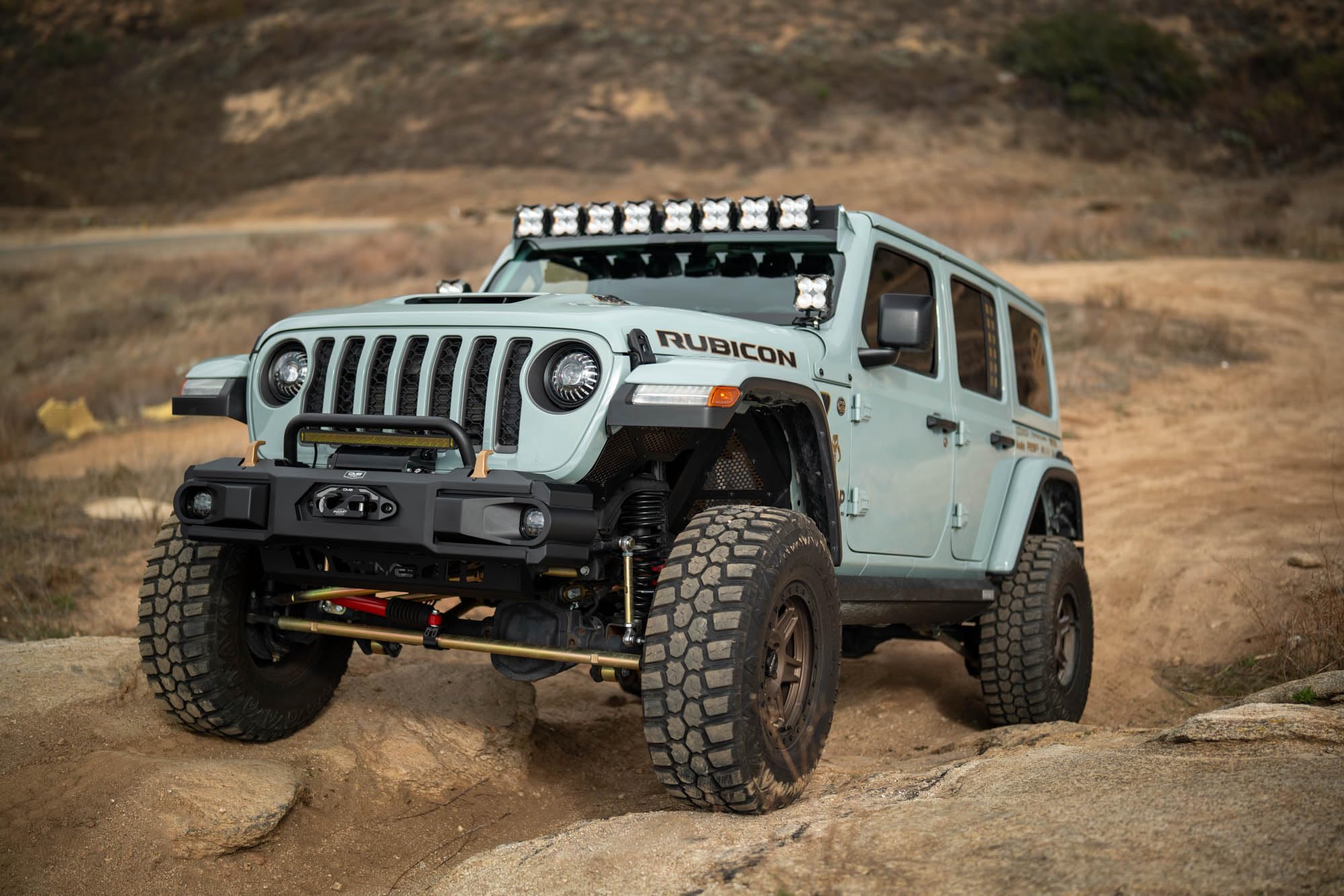 DV8 Offroad Front Bumper OE Plus for 2018-2025 Jeep Wrangler JL & 2020-2025 Gladiator JT | Retains OEM Styling | Recessed Winch Mount | (2) Fog Light or Pod Light Mounts | Removable Wings | Bull Bar