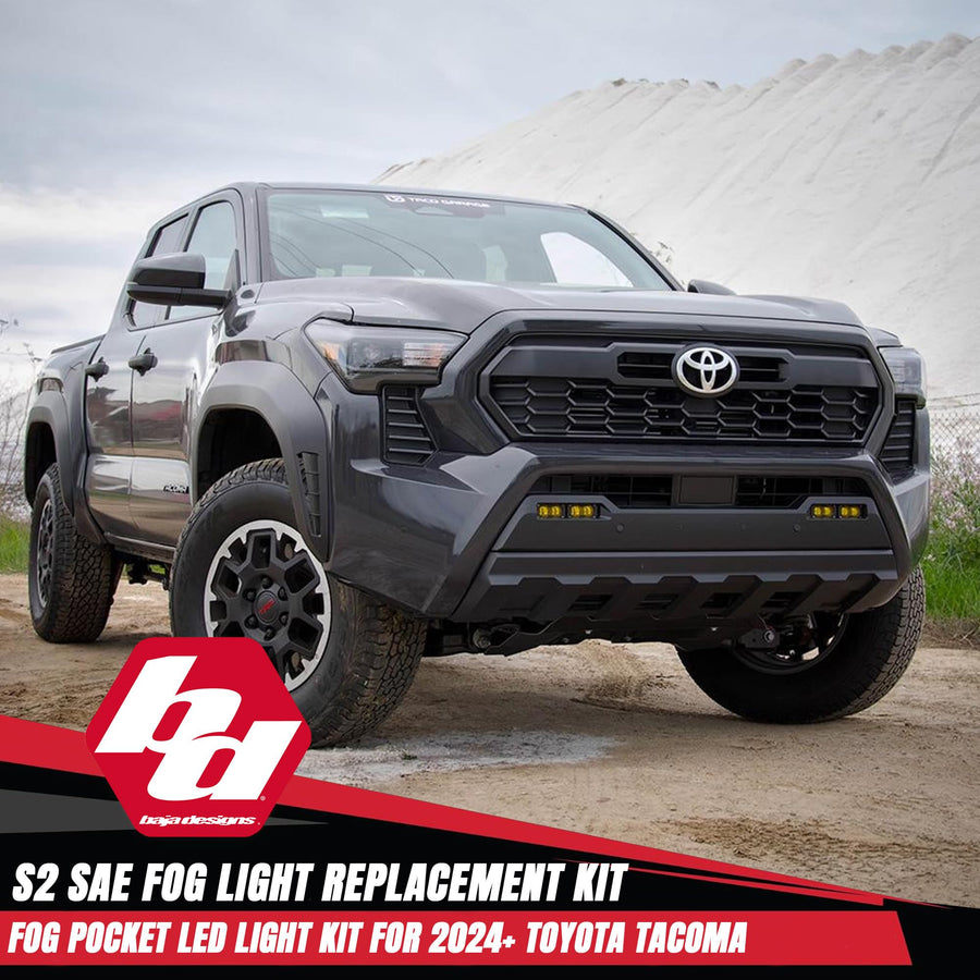 Baja Designs S2 LED SAE OEM Replacement Fog Light Kit for Toyota Tacoma 2024+ (SAE Spot Lens, Clear)