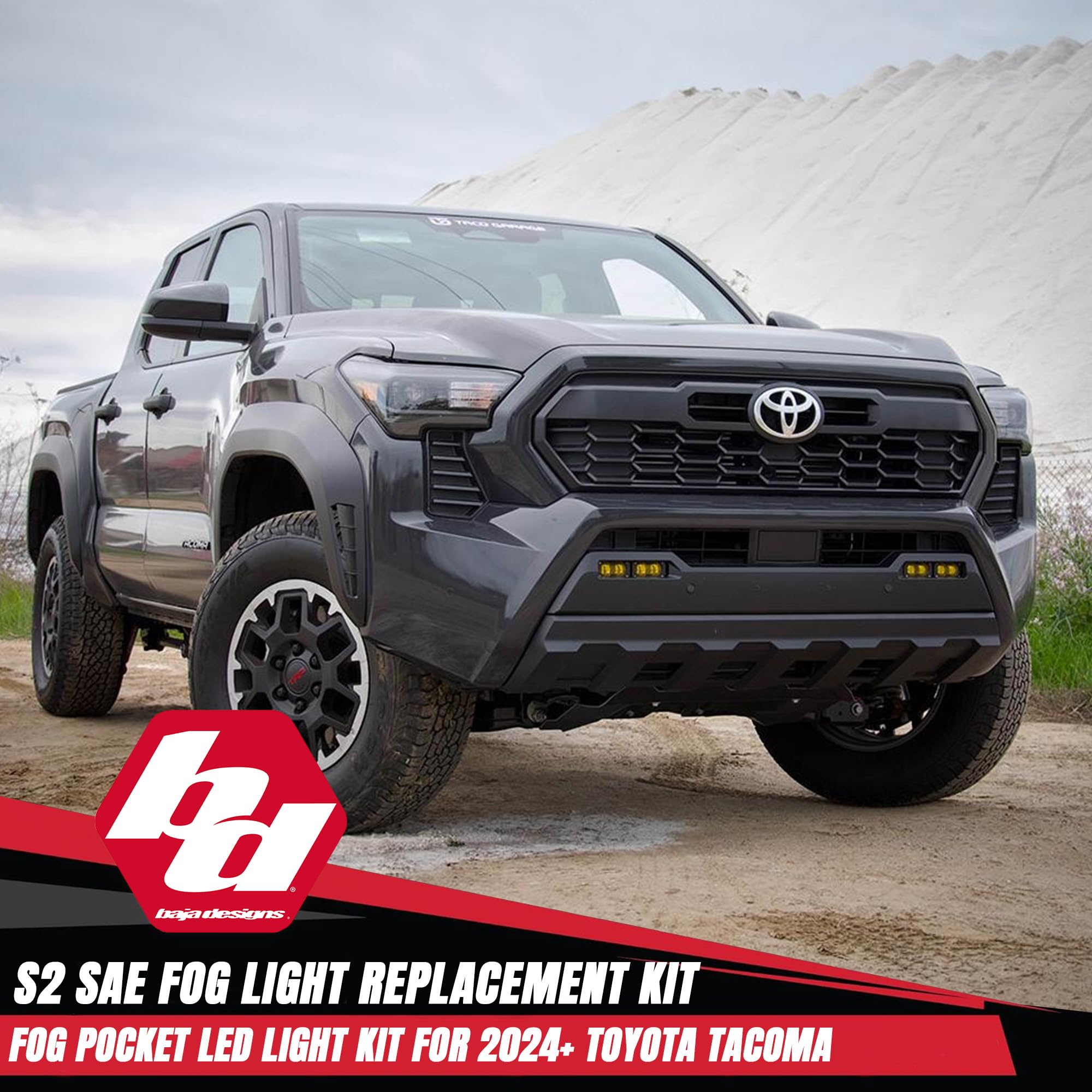 Baja Designs S2 LED OEM Replacement Fog Light Kit for Toyota Tacoma 2024+ (SAE Spot Lens, Amber)